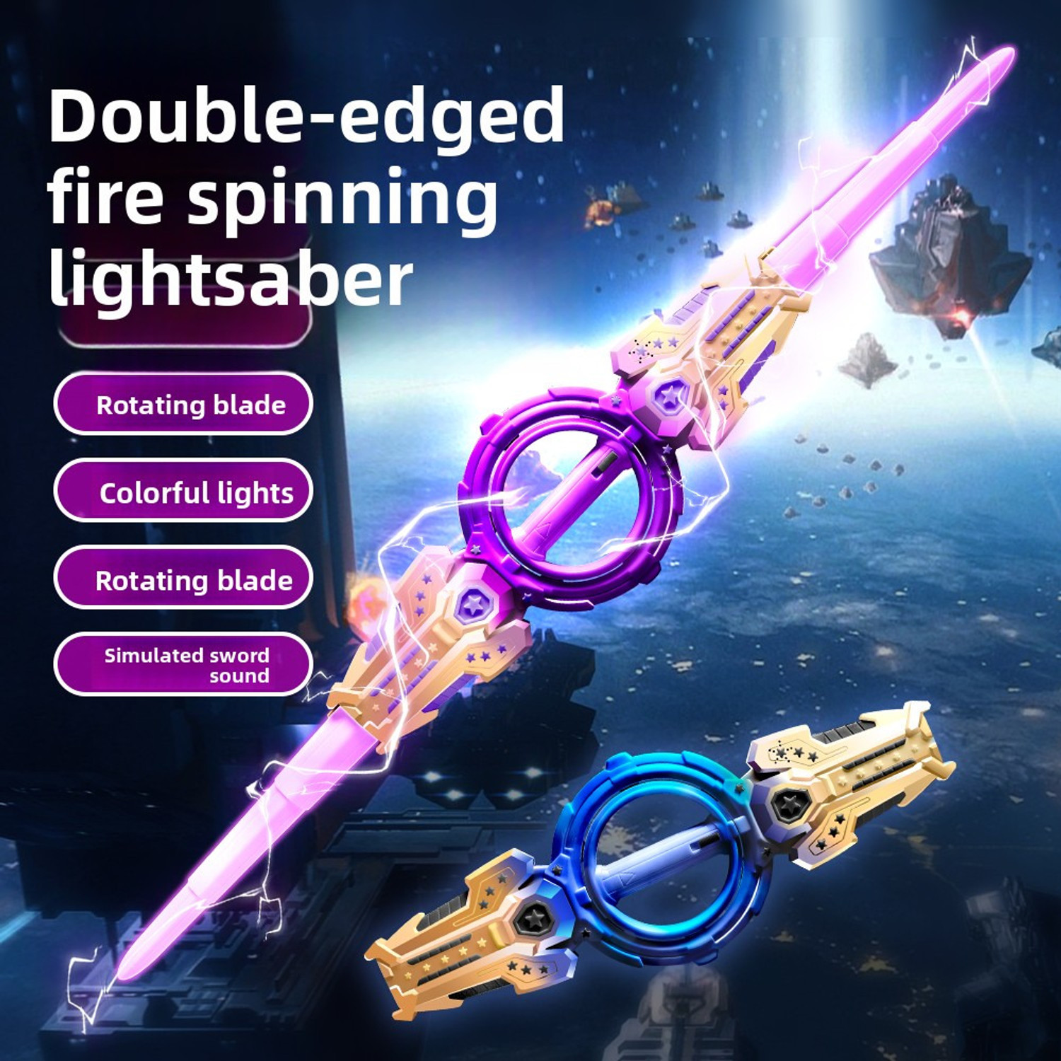 Image of SUNNIFA Fire Spin Sword Double-Edged Lightsaber Toy Maces & Swords