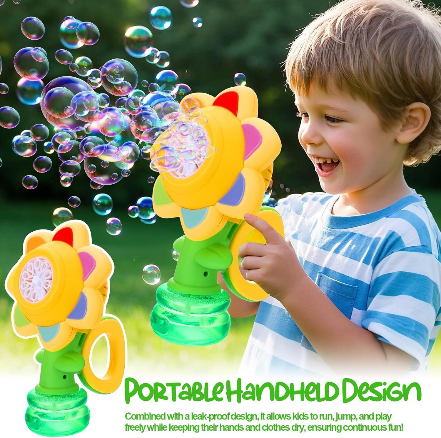 Image of GRANTHI ENTERPRISE Bubble Gun Machine,7 Color Sunflower Rechargeable Bubble Blower with Lights Water Gun