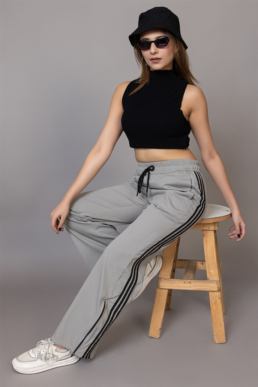 Image of BAYSTREET Striped Women Grey Track Pants