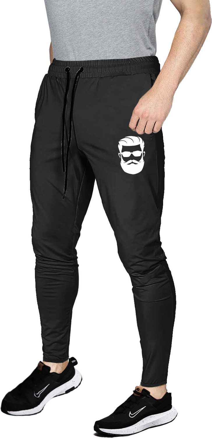 Image of AVOLT Printed Men Black Track Pants