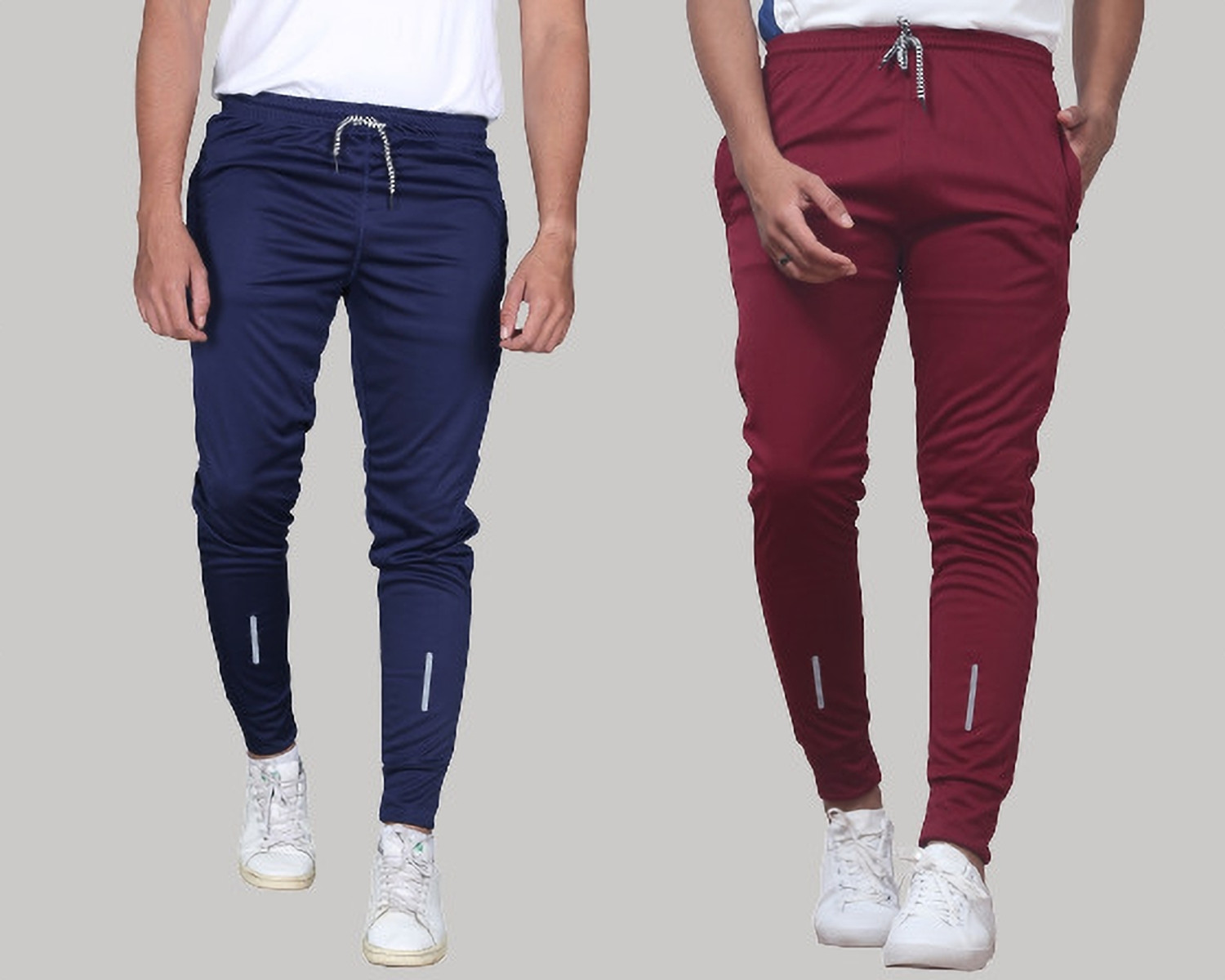 Image of Slony Solid Men Maroon, Blue Track Pants