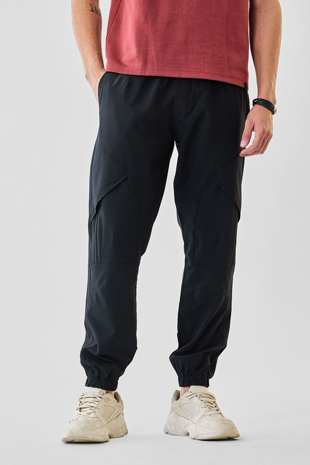 Image of Snitch Solid Men Black Track Pants