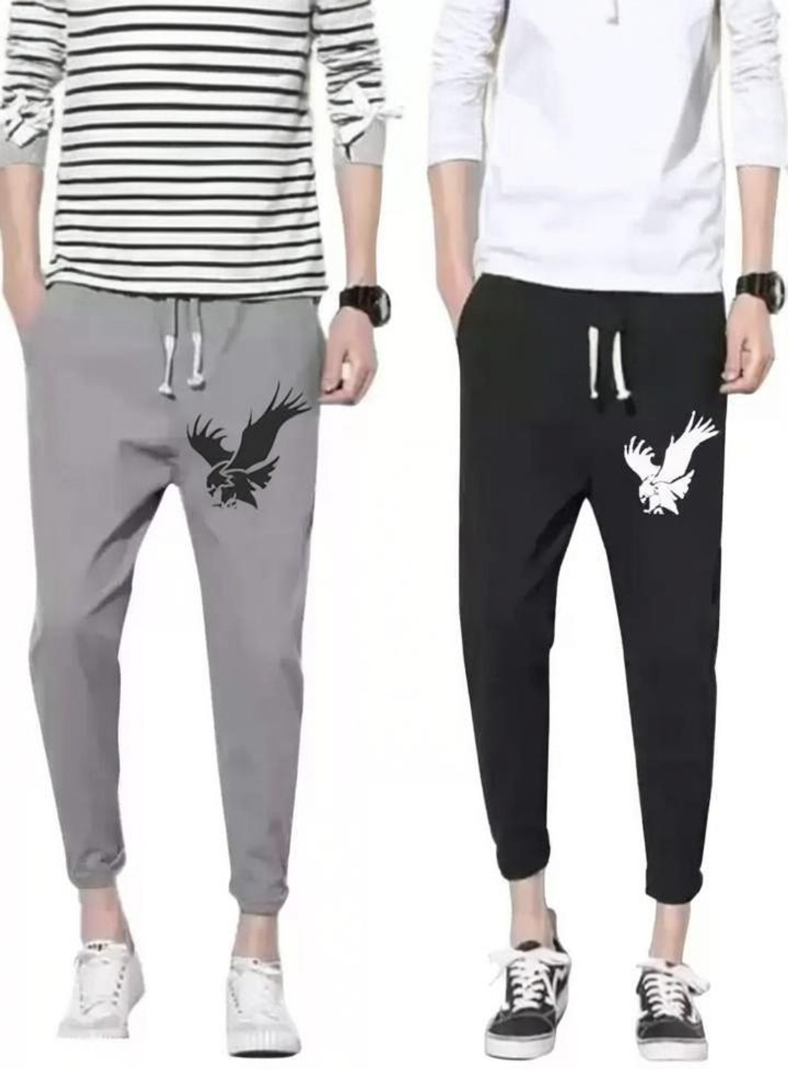 Image of mfb Graphic Print Men Black, Grey Track Pants
