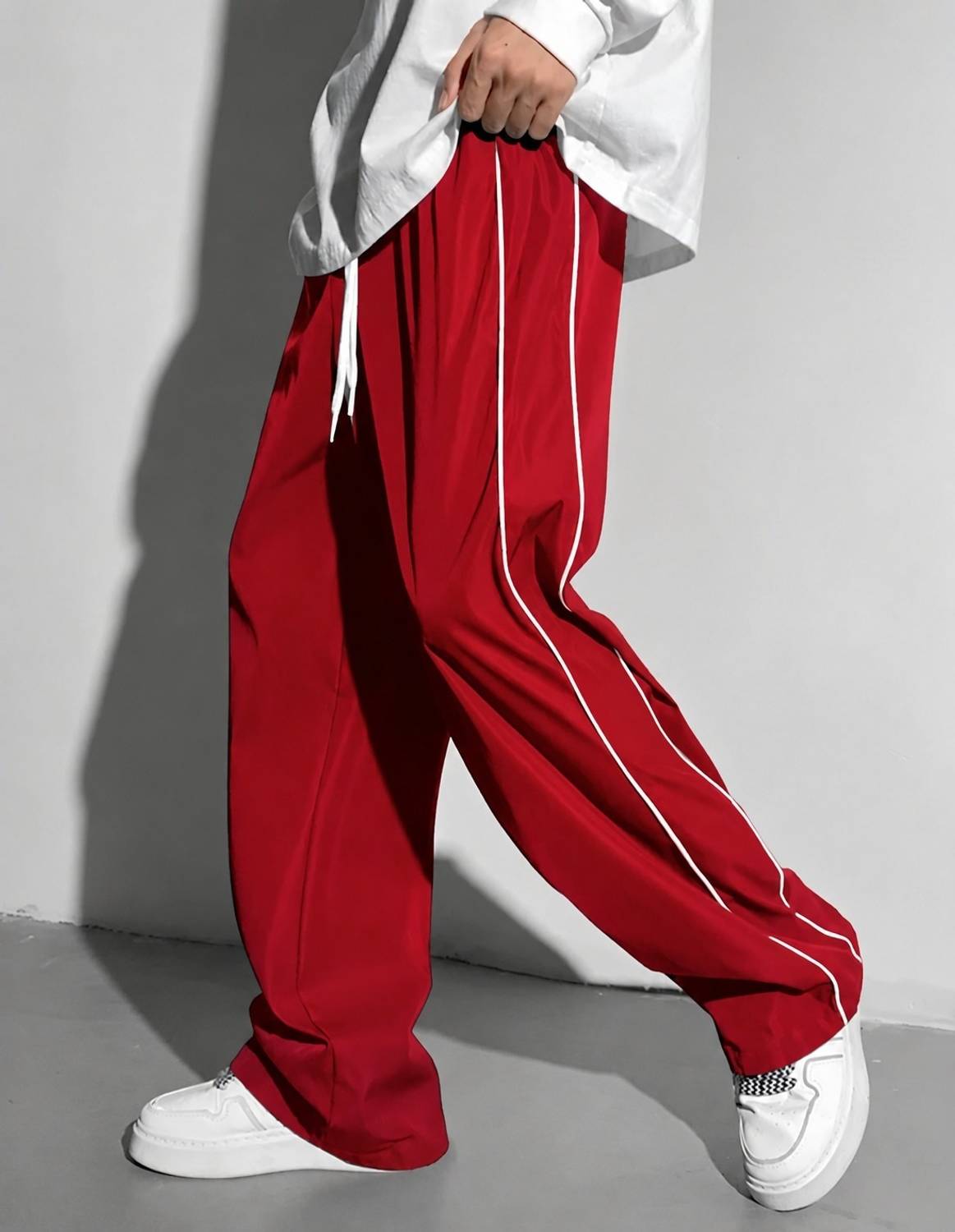 INCHEON Solid Men Red Track Pants - Image 2