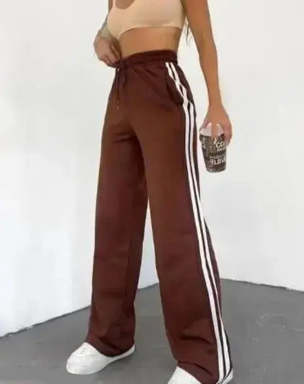 Image of Kiba Retail Striped Women Brown Track Pants
