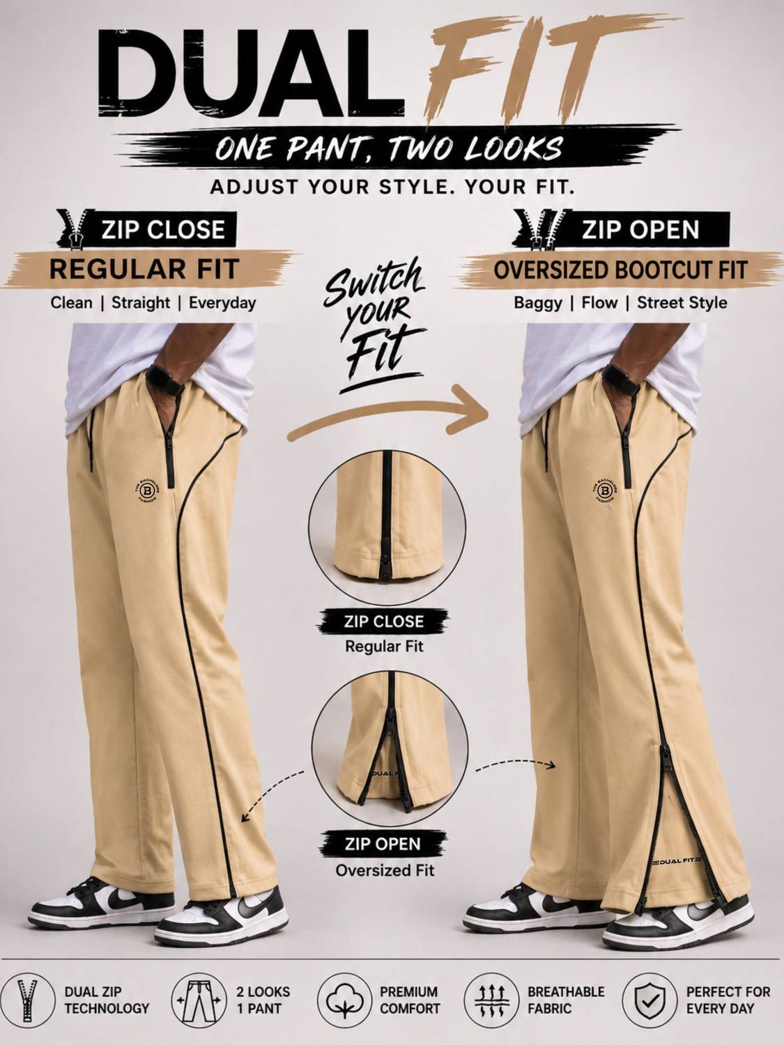 THE BACHELORS FASHION Beige Track Pants - Image 4