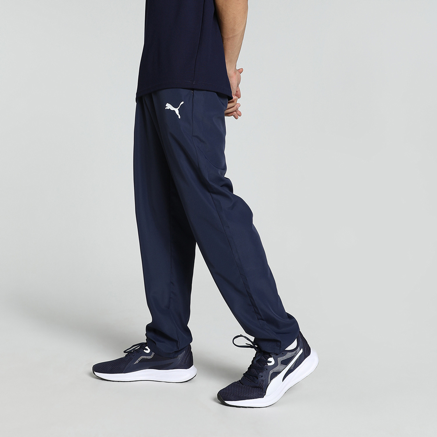 Image of PUMA Solid, Printed Men Blue Track Pants