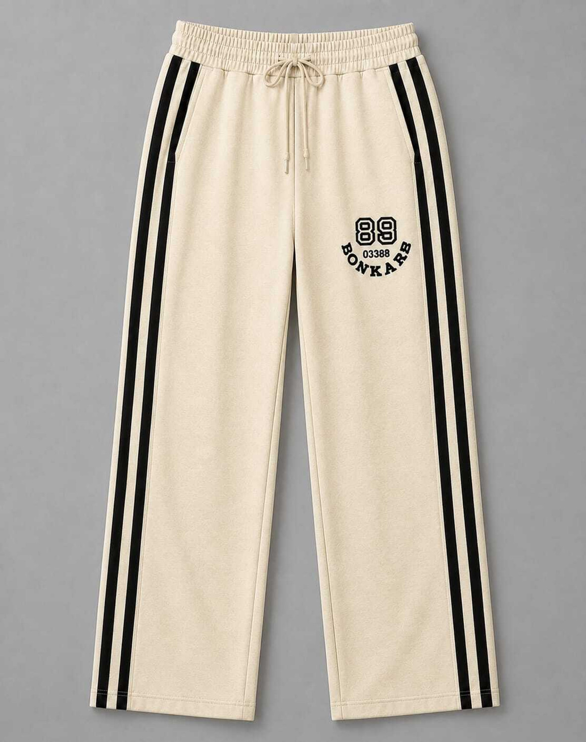 Image of New Zara Creation Striped Men Beige Track Pants