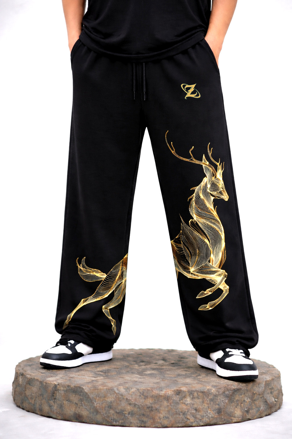 Image of ZEN1FASHION Printed Men Black Track Pants
