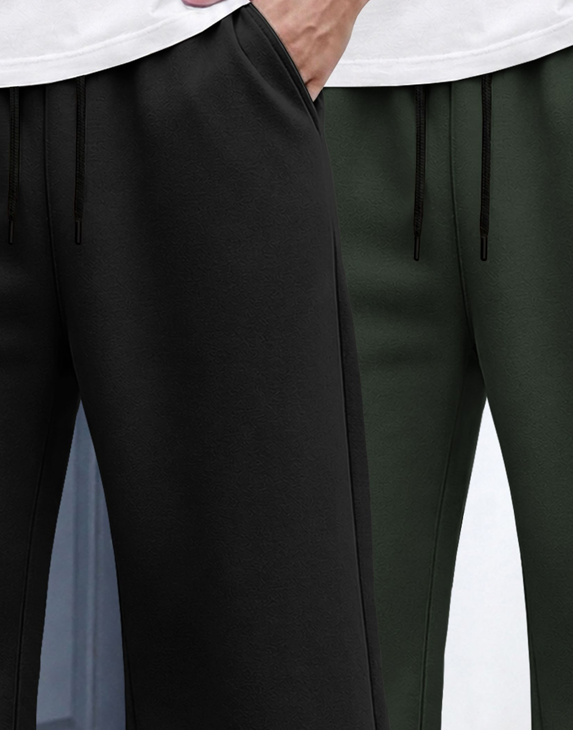 Image of MADBROS Solid Men Black, Olive Track Pants