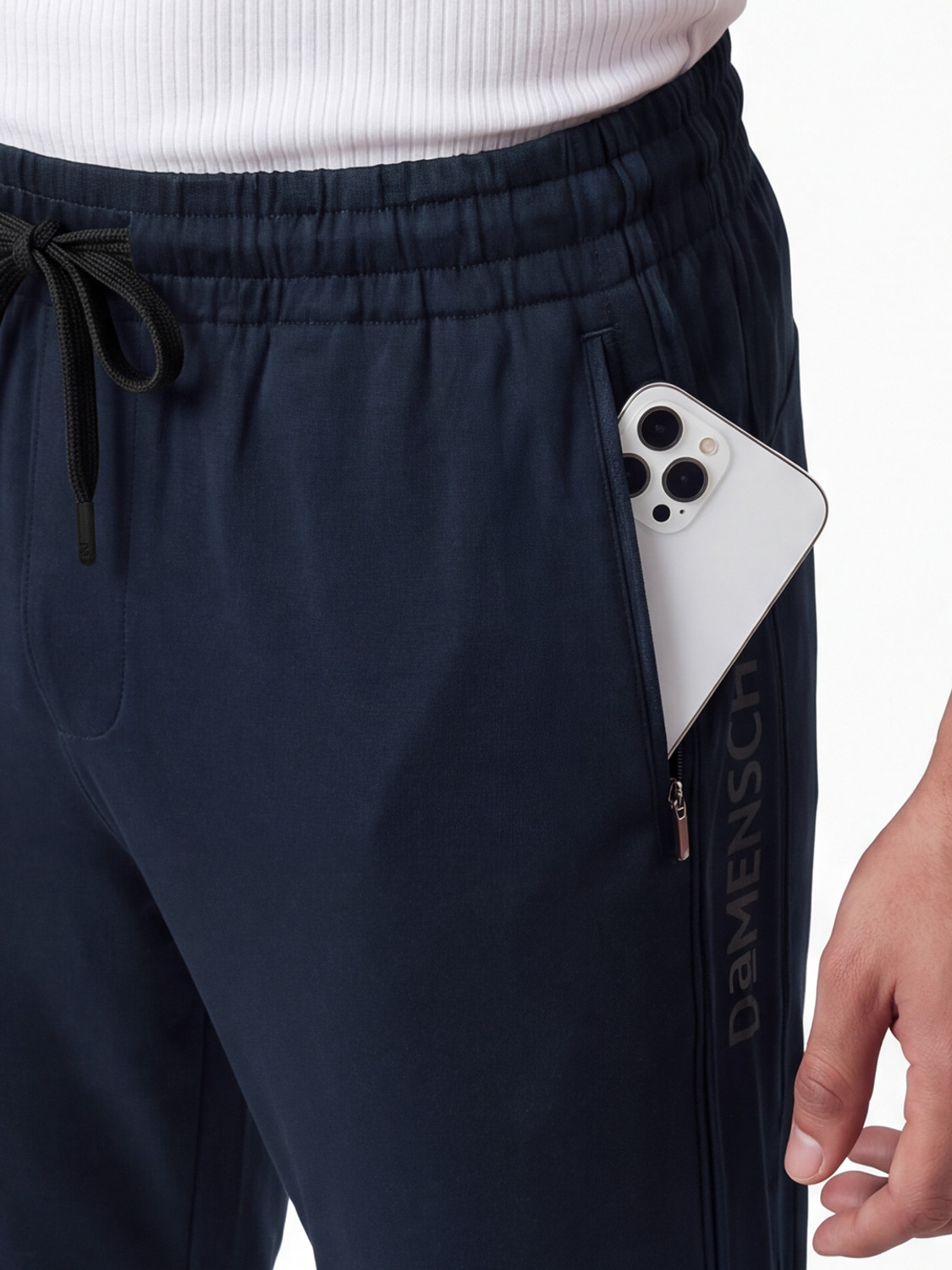 Image of Damensch Solid Men Dark Blue Track Pants