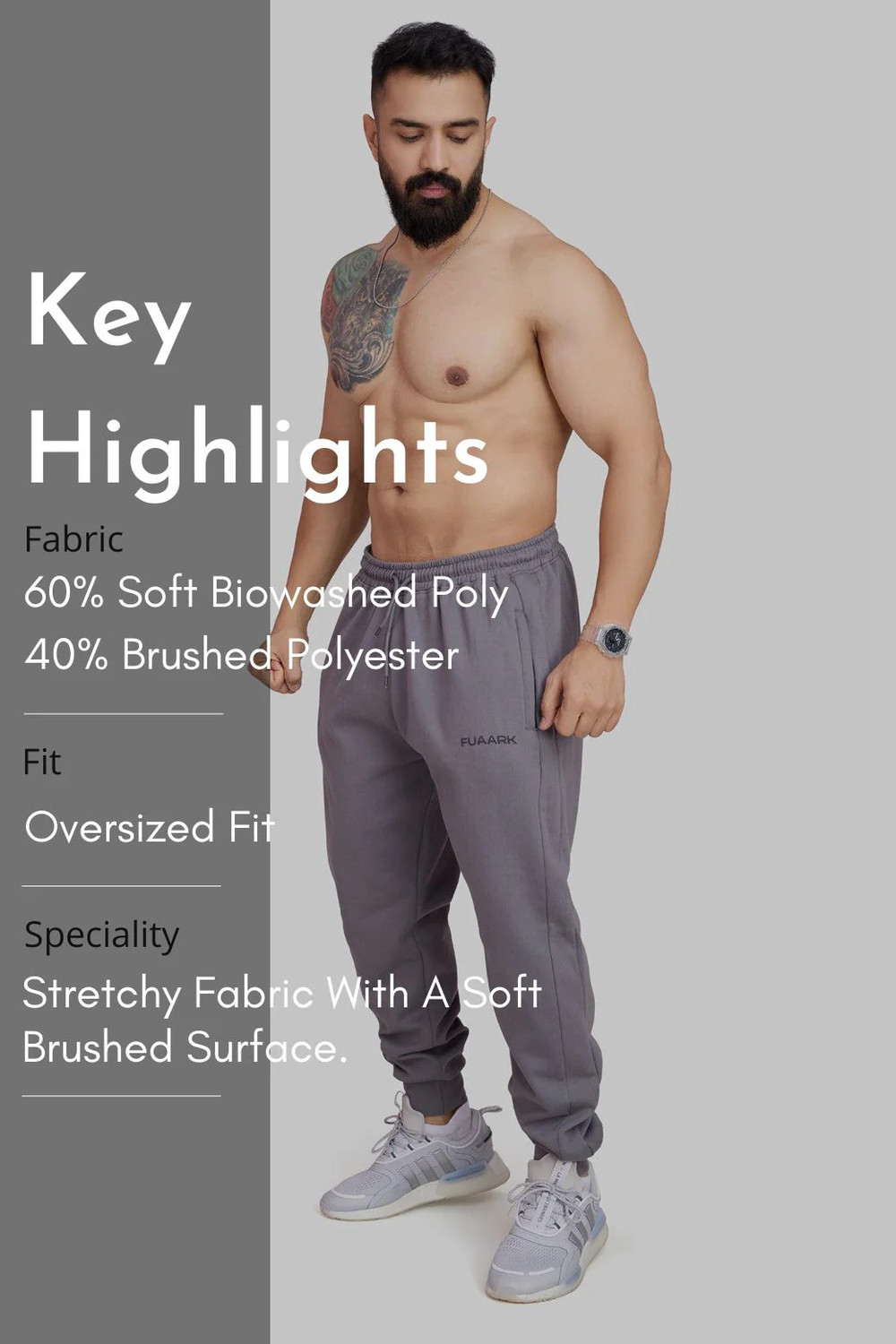 Image of FuaarK Solid Men Grey Track Pants