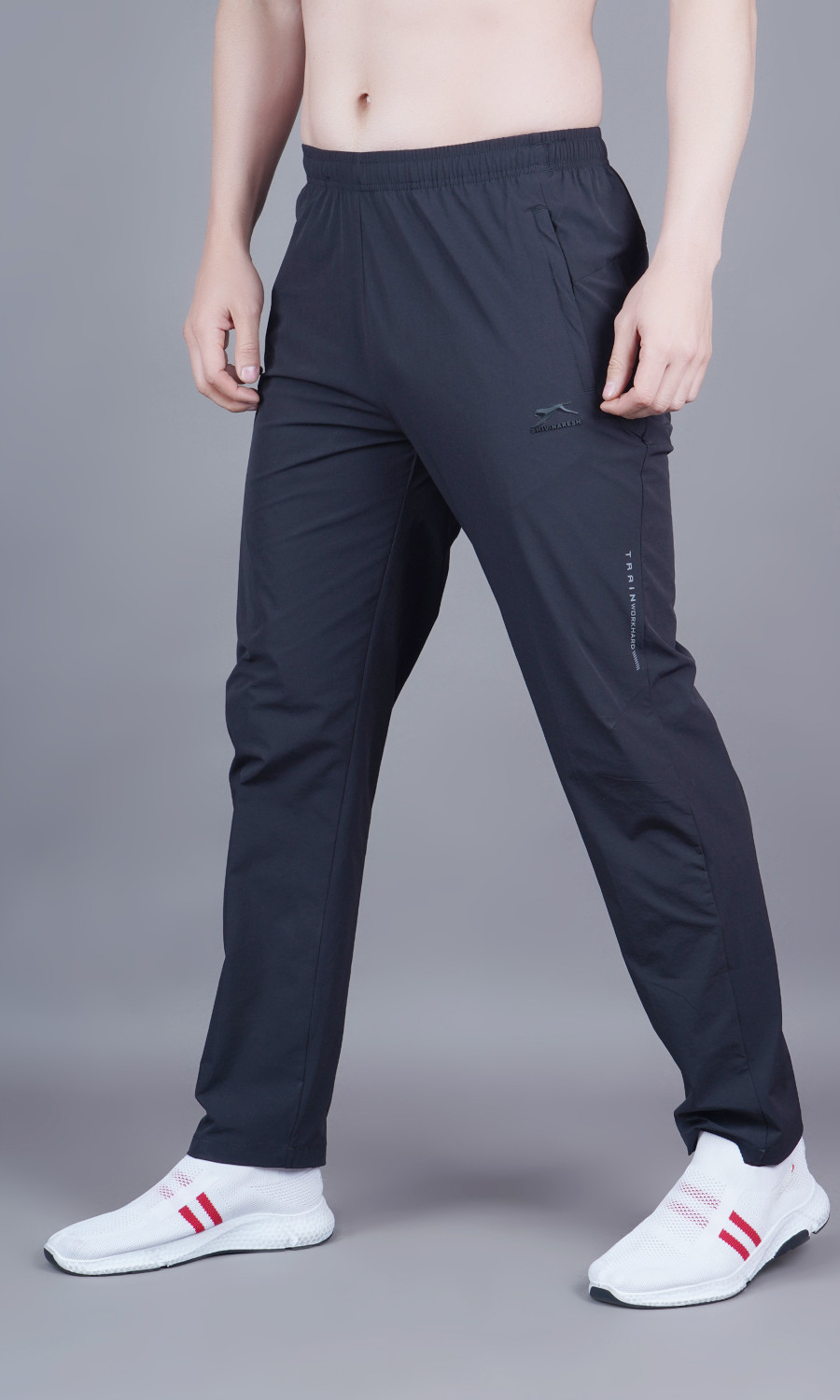 Image of Shiv Naresh Men Solid Blue Track Pants