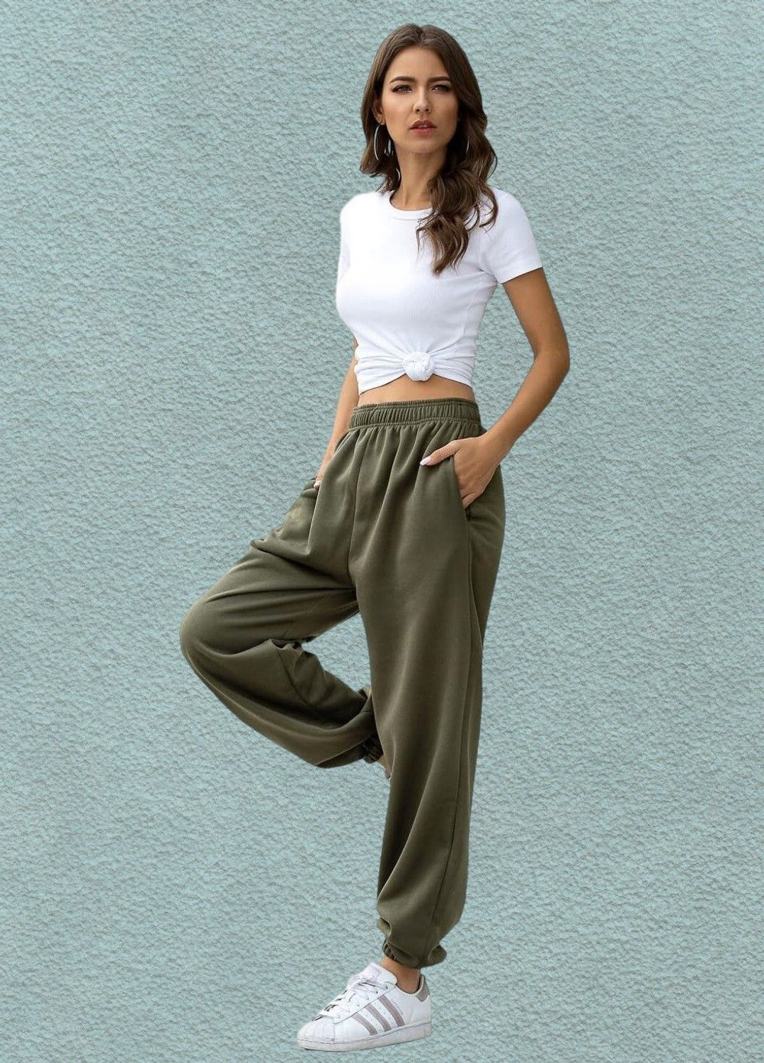 Image of Q-Rious Relaxed Women Green Trousers