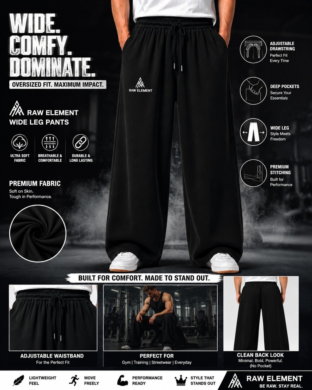 Image of Raw Element Men & Women Solid Black, Grey Track Pants