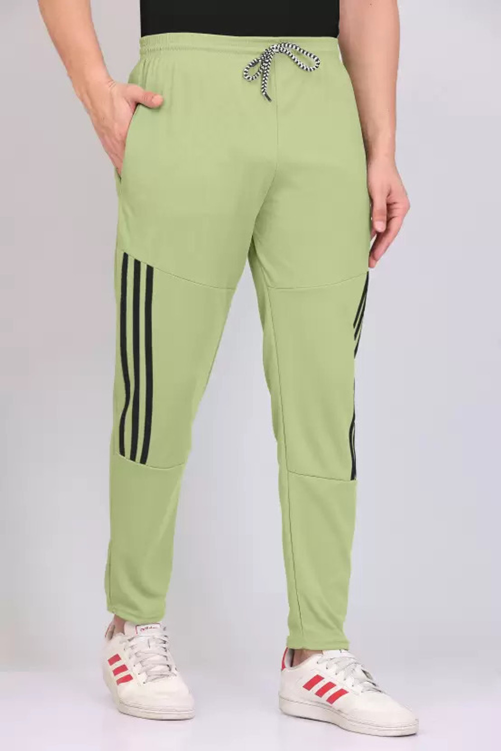 Image of GAJVU Striped Men Grey, Light Green, Black, White Track Pants