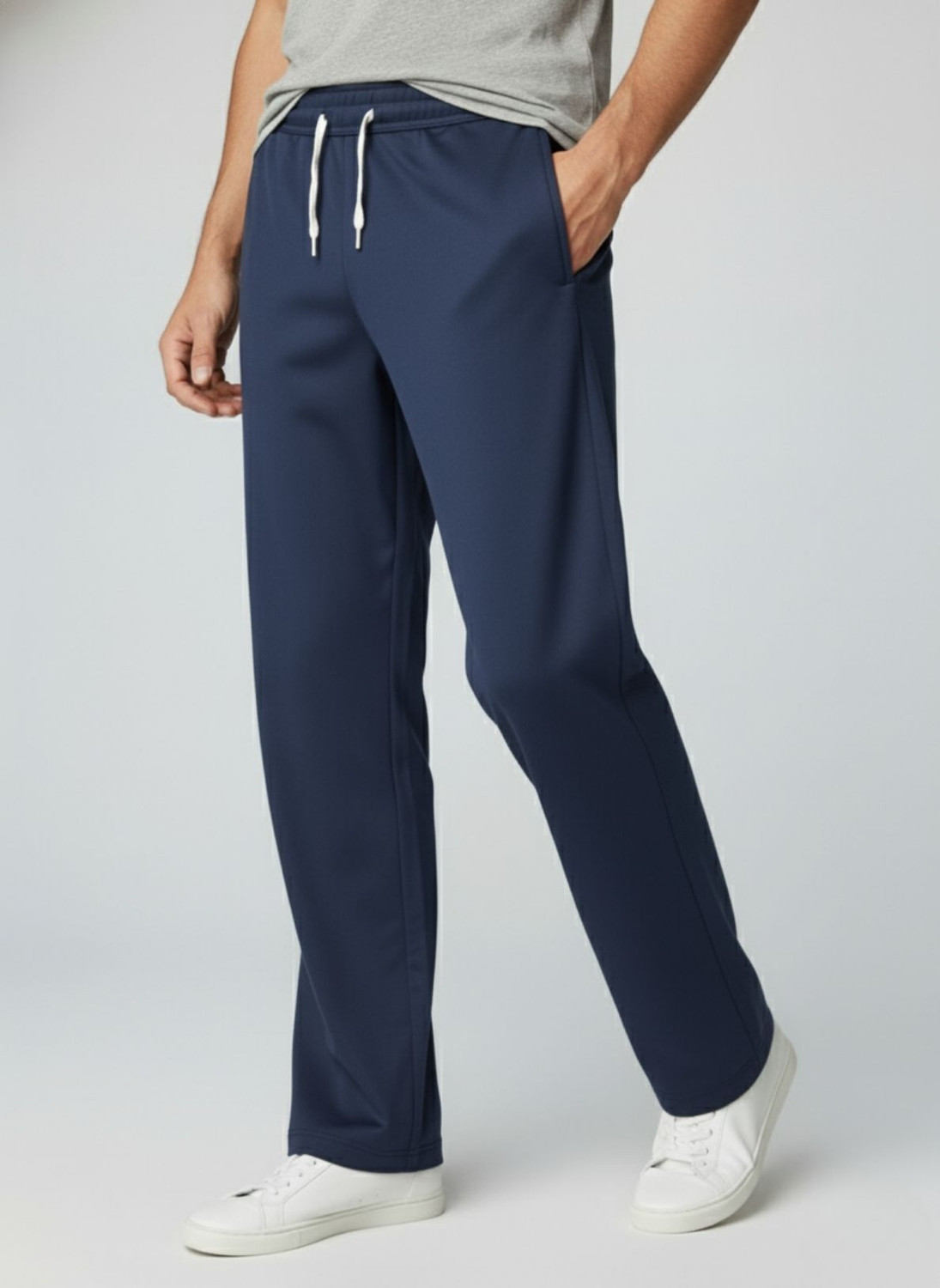 Image of INDICLUB Loose Fit Men Dark Blue, Beige Trousers