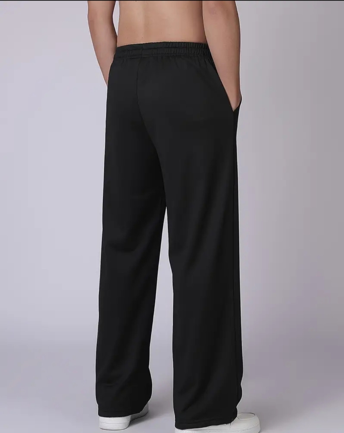 Image of Povaxpo Solid Men Black Track Pants