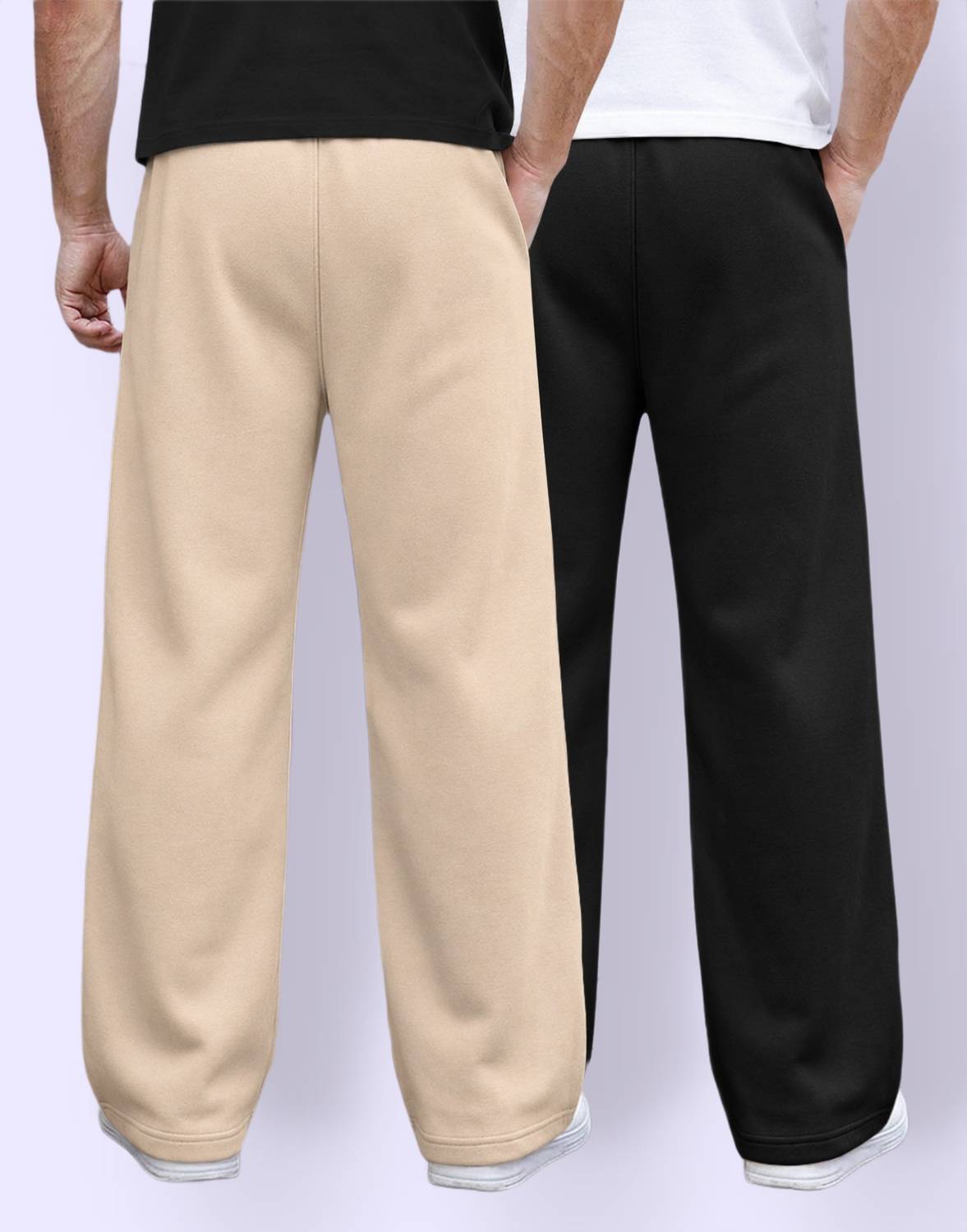 MADBROS Men Beige, Black Track Pants Pack of 2 - Image 2