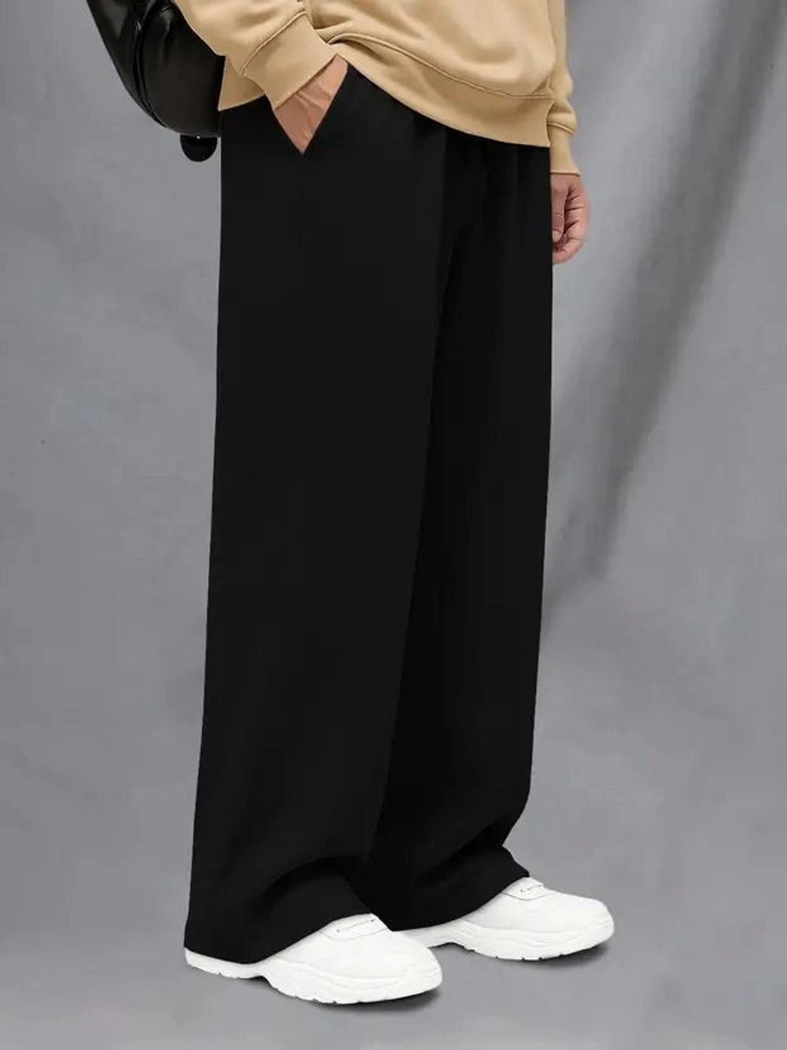 Image of VisorUp Solid Men Black Track Pants
