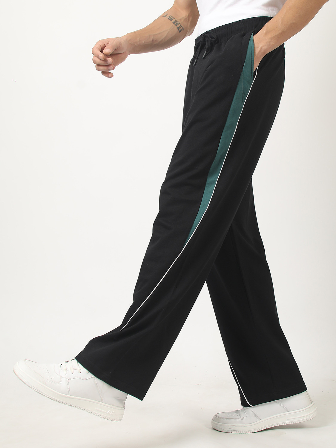 Image of MANIAC Colorblock Men Black Track Pants