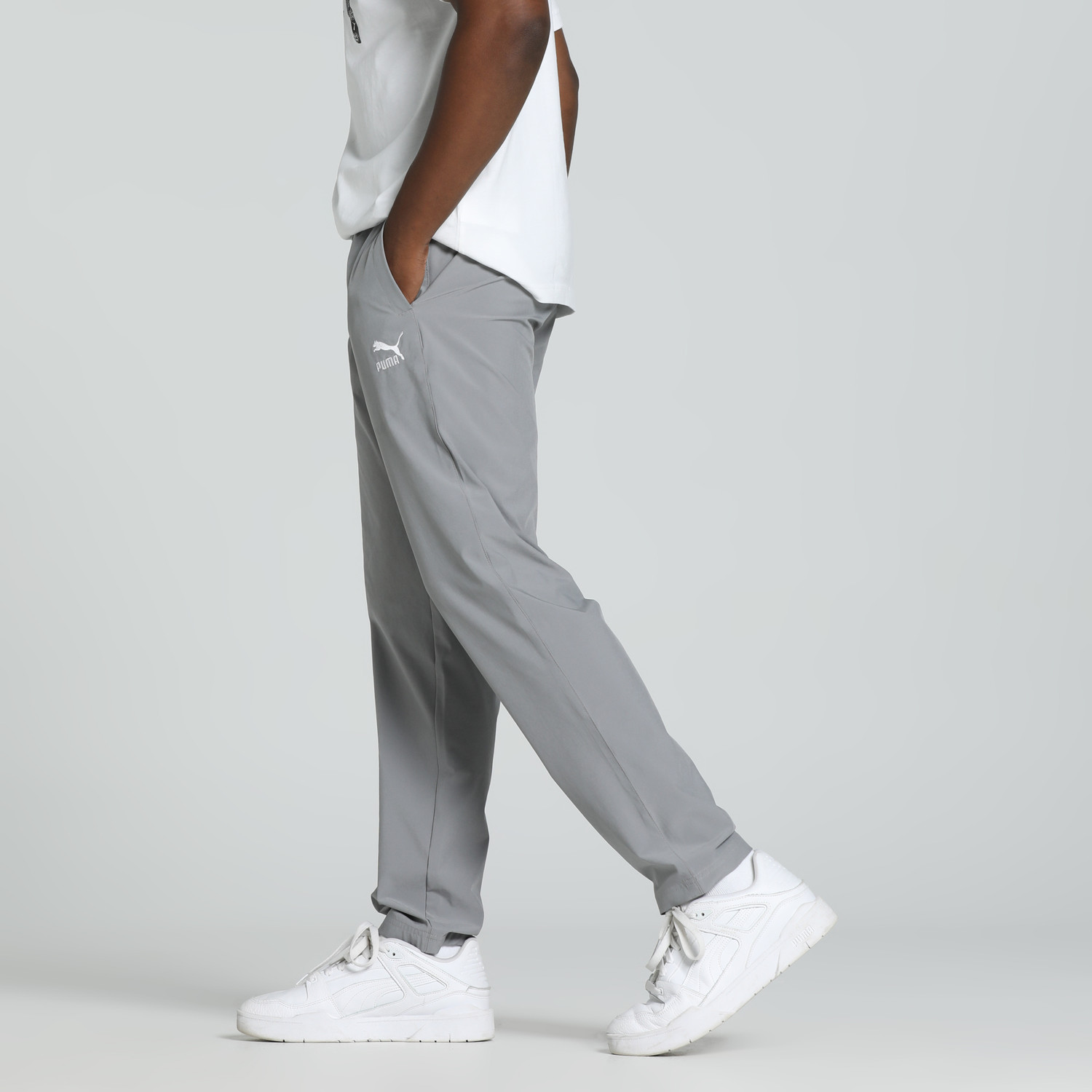 Image of PUMA Solid Men Grey Track Pants