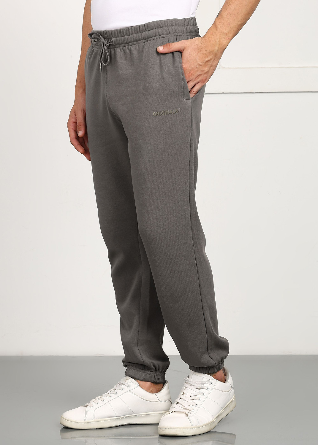 Image of Alan Jones Solid Men Grey Track Pants