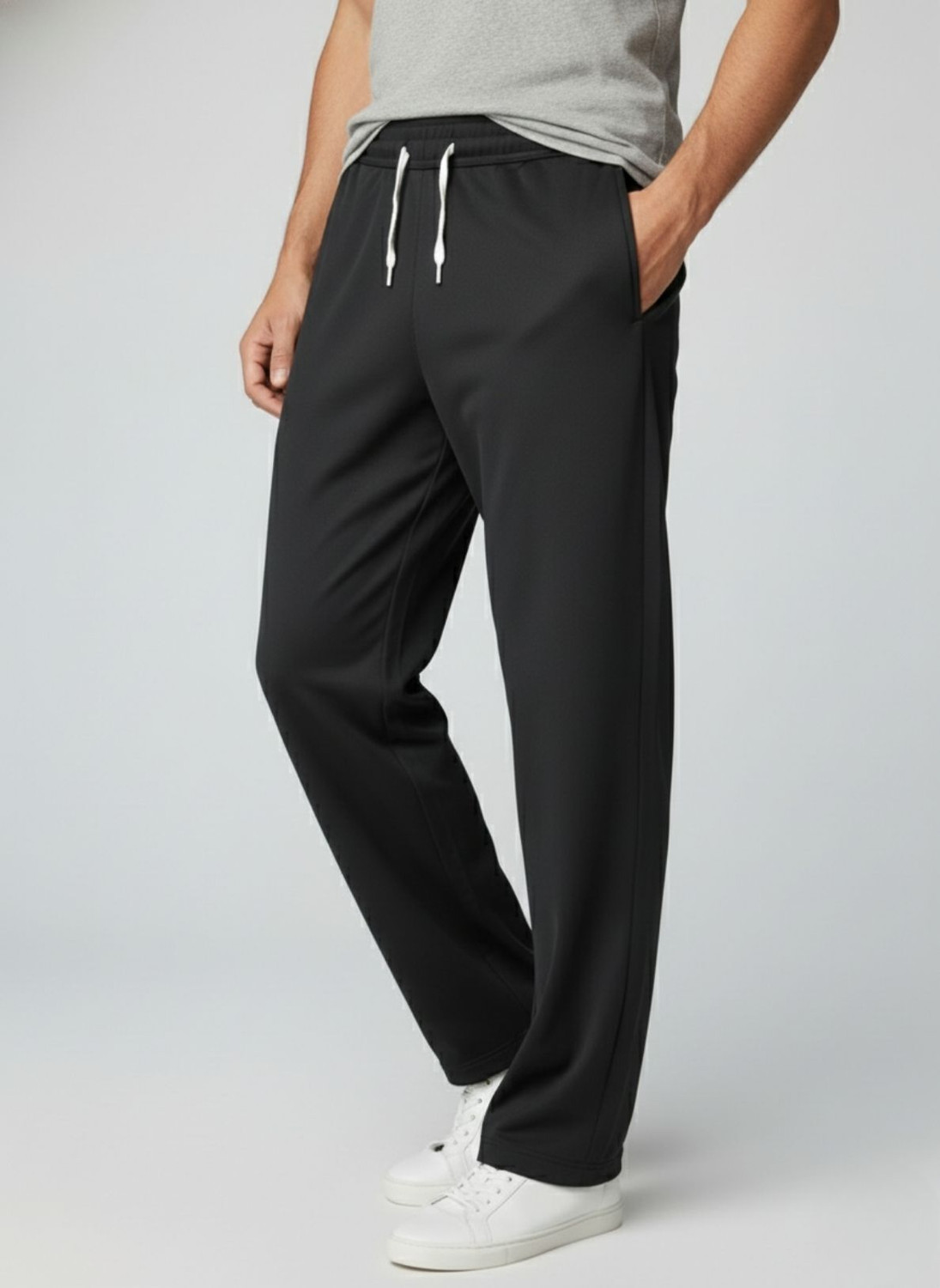 Image of INDICLUB Loose Fit Men Black, Silver Trousers