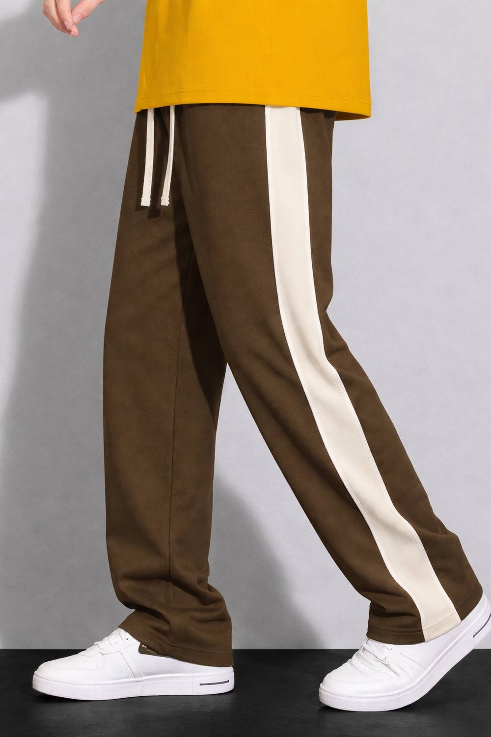 COMBRAIDED Men Brown Beige Track Pants