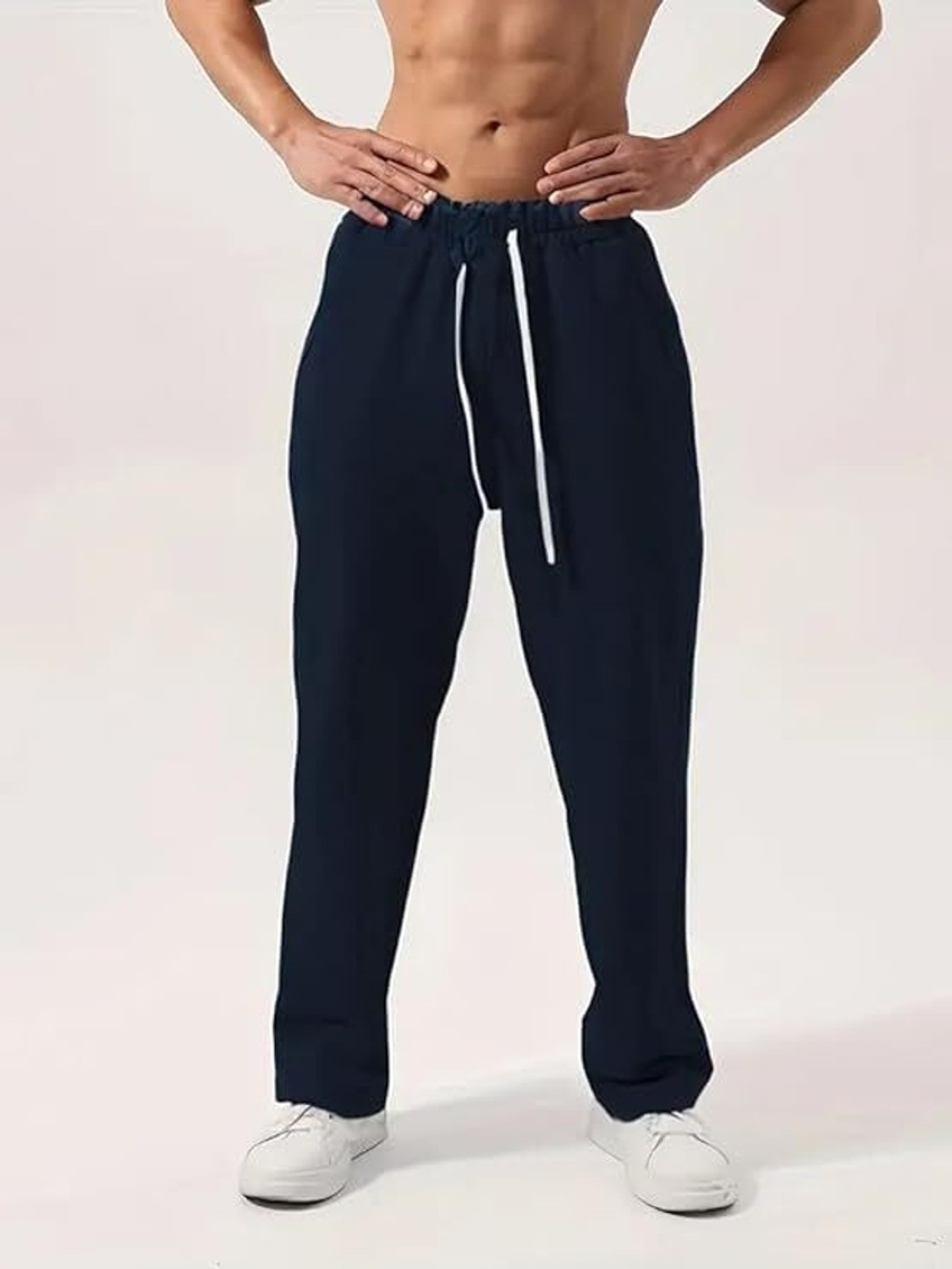 Image of THREADMILE Solid Men Dark Blue Track Pants