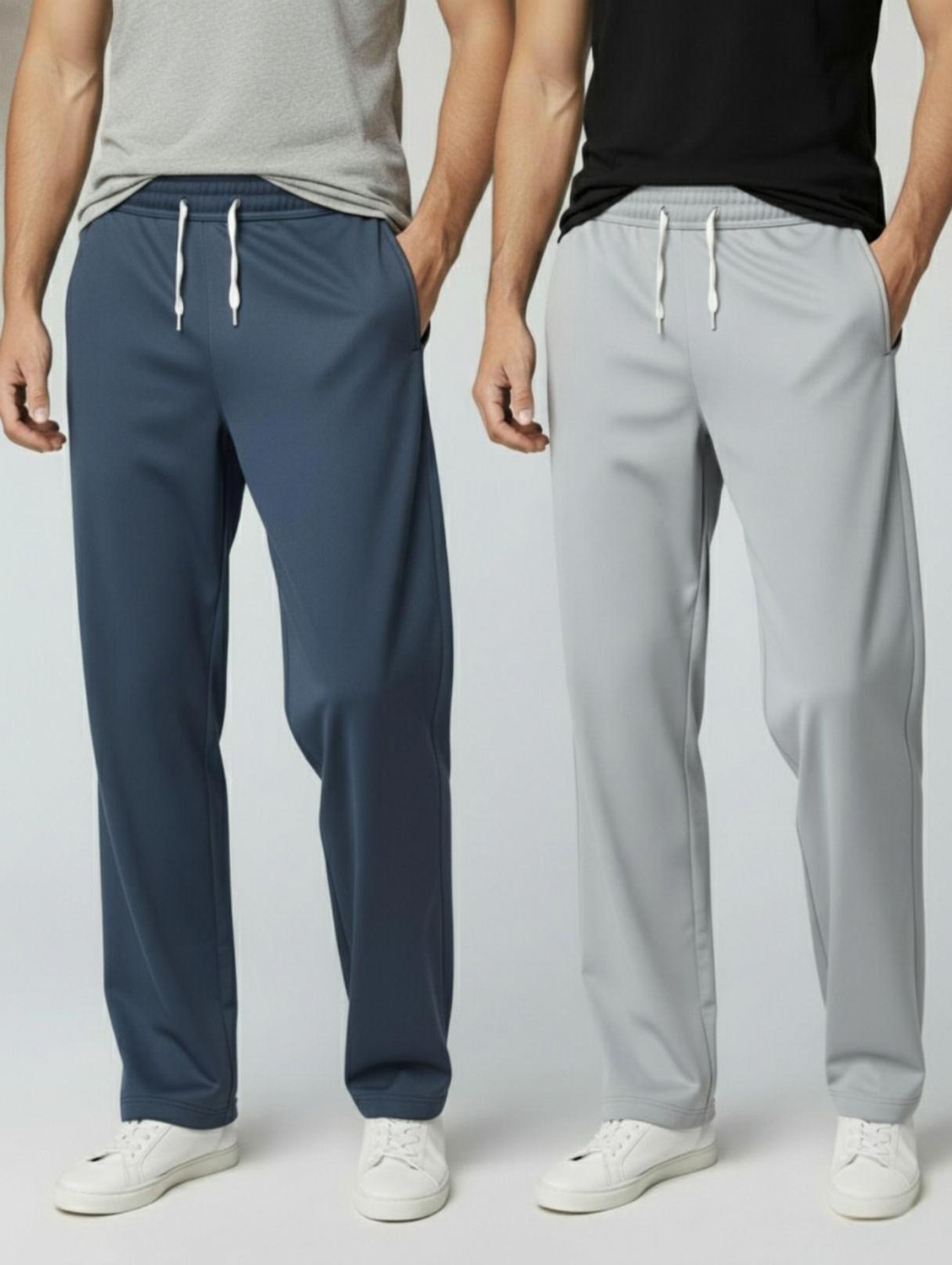 Image of INDICLUB Loose Fit Men Grey, Silver Trousers