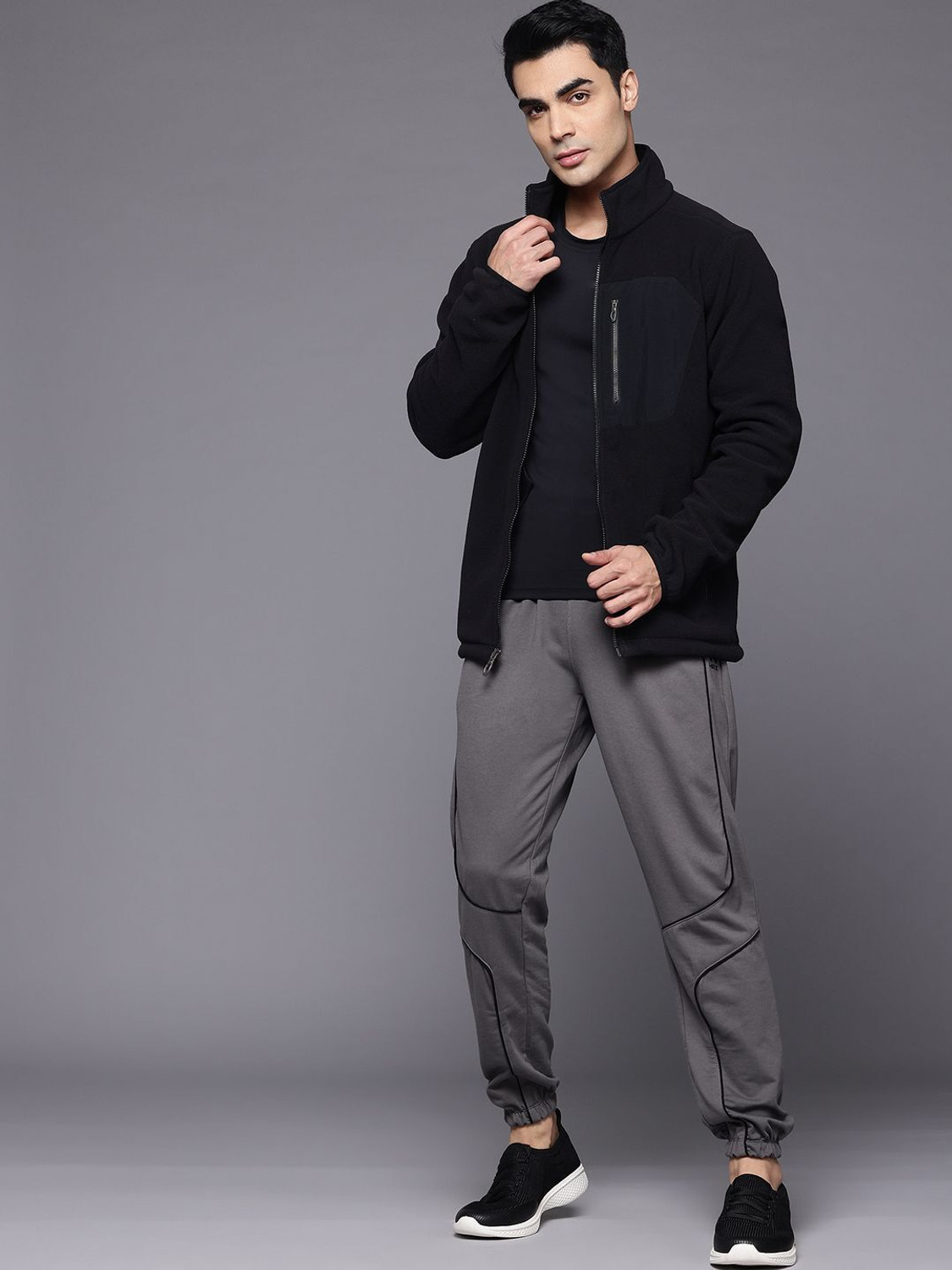 Image of HRX by Hrithik Roshan Solid Men Grey Track Pants