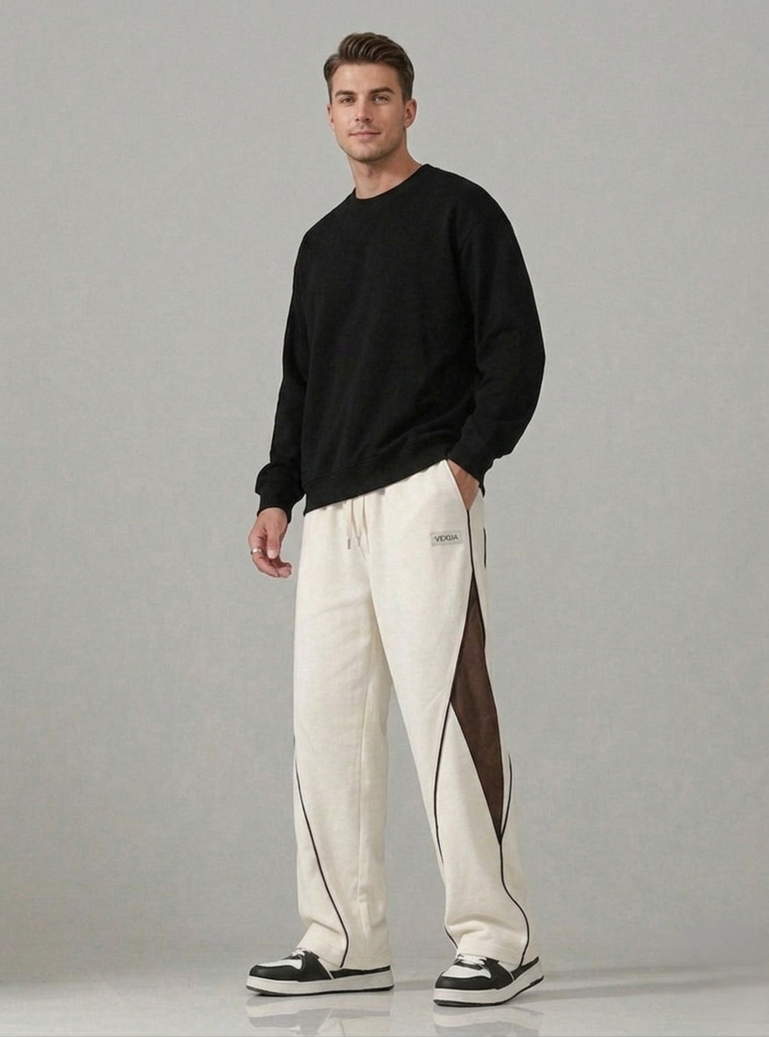 Image of VEXUA Striped Men Beige Track Pants