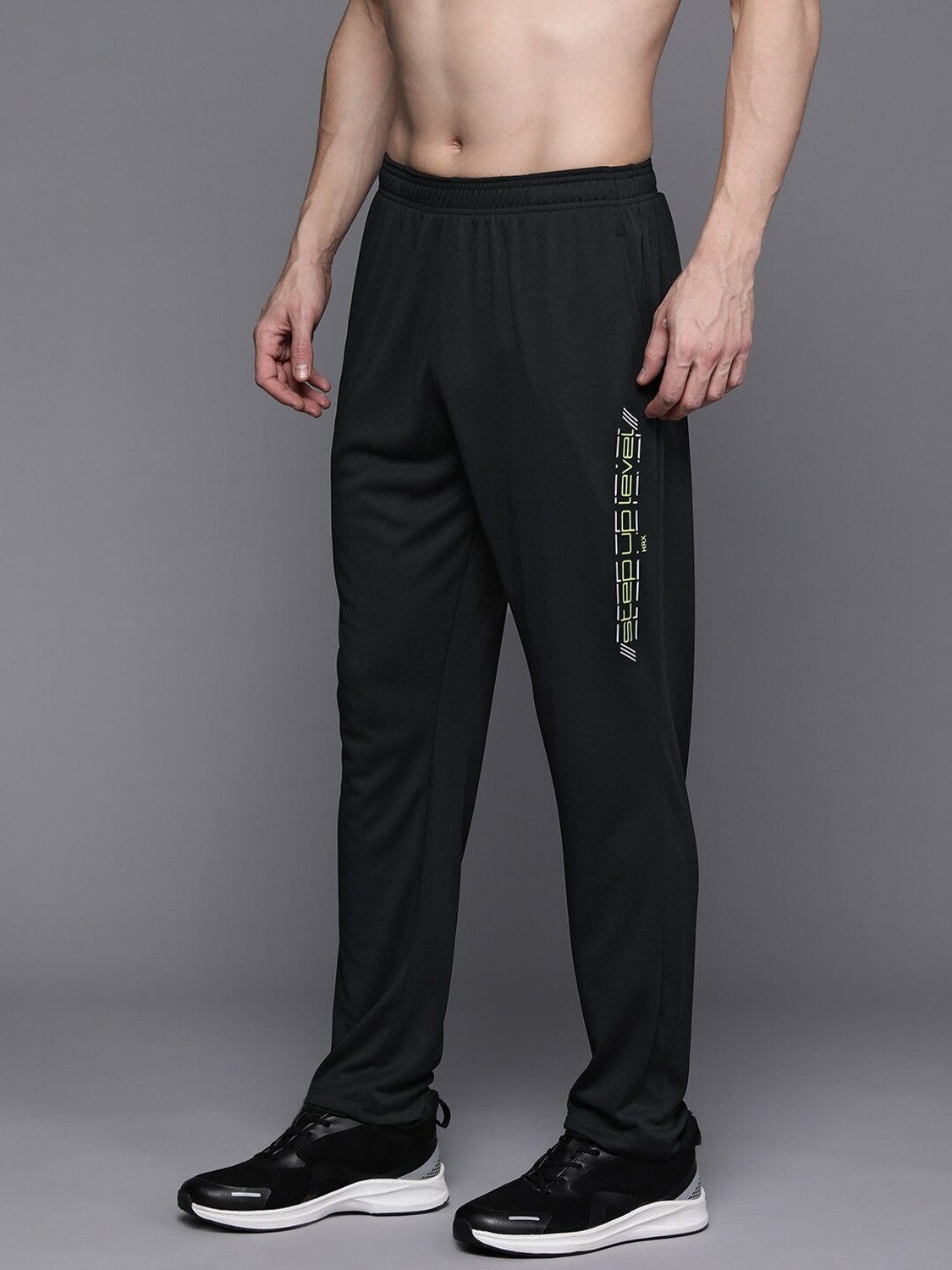 Image of HRX by Hrithik Roshan Printed Men Black Track Pants