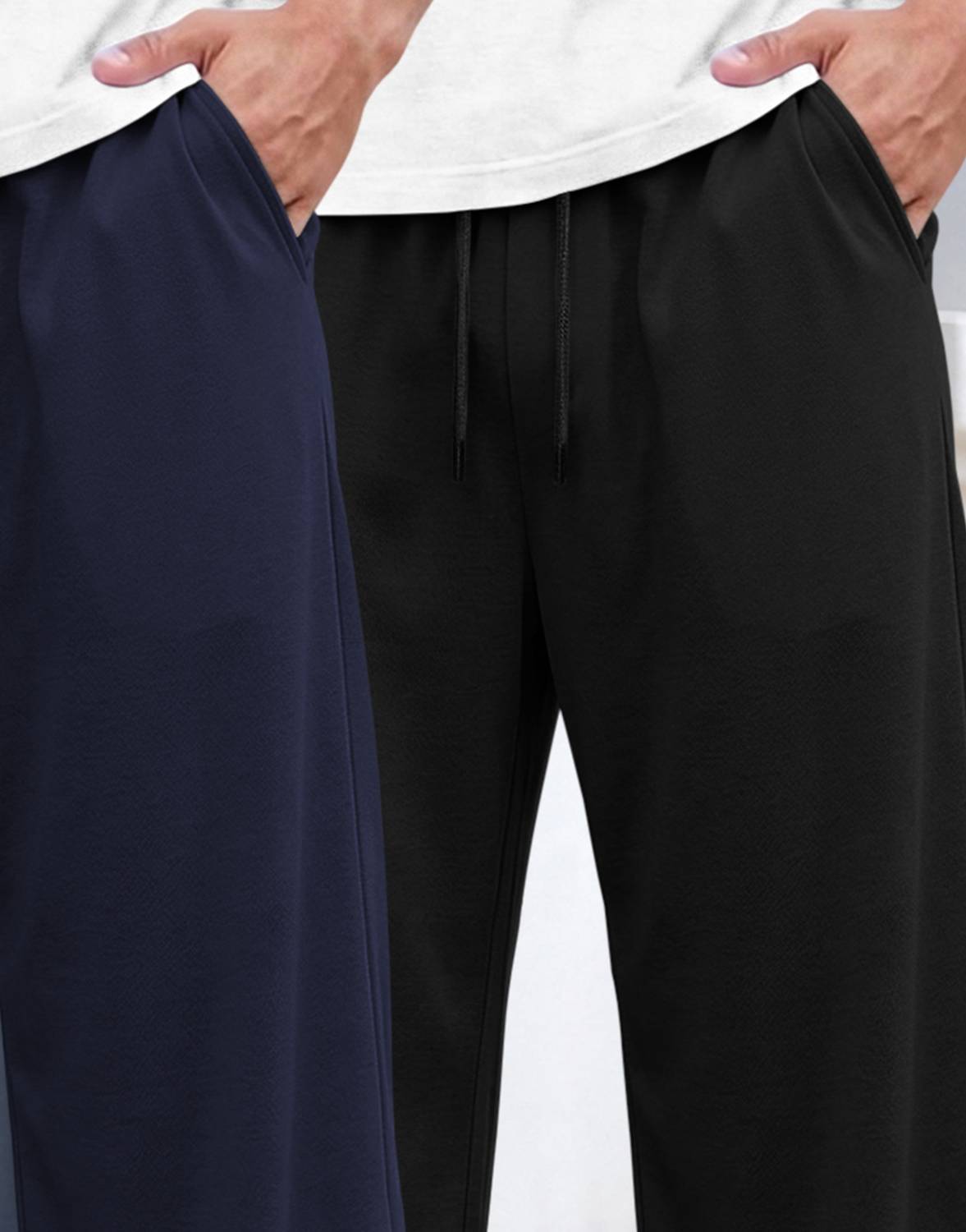 MADBROS Men Dark Blue, Black Track Pants Pack of 2 - Image 5