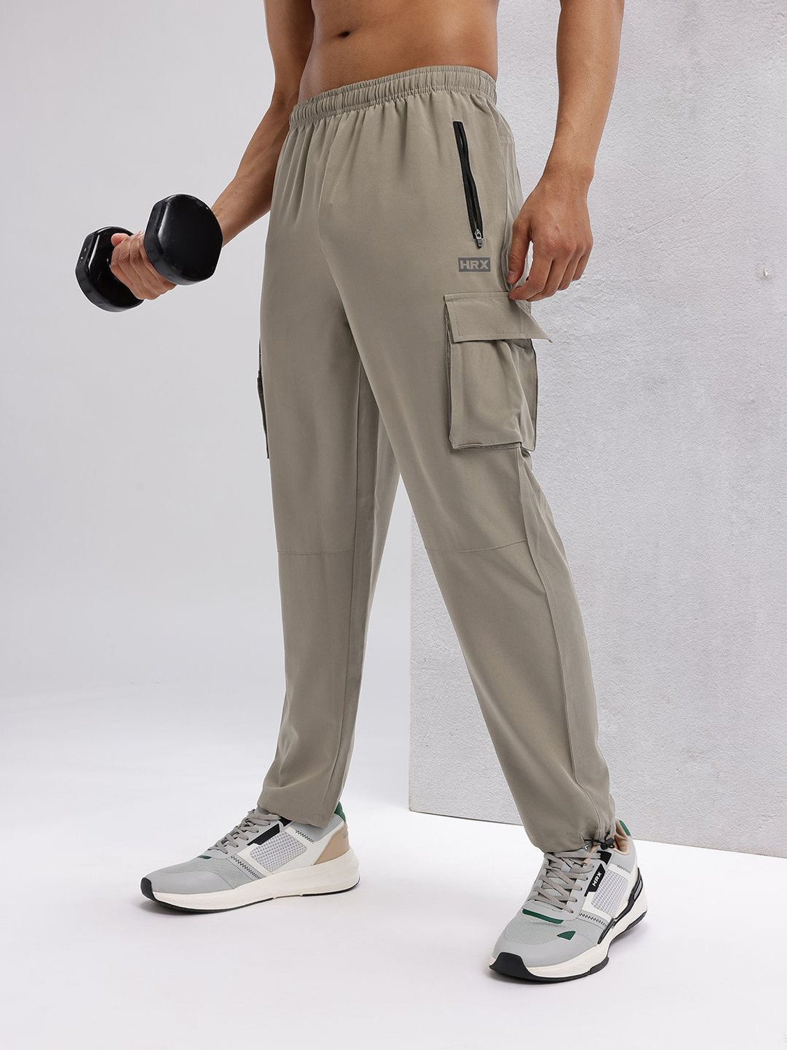 Image of HRX by Hrithik Roshan Solid Men Brown Track Pants