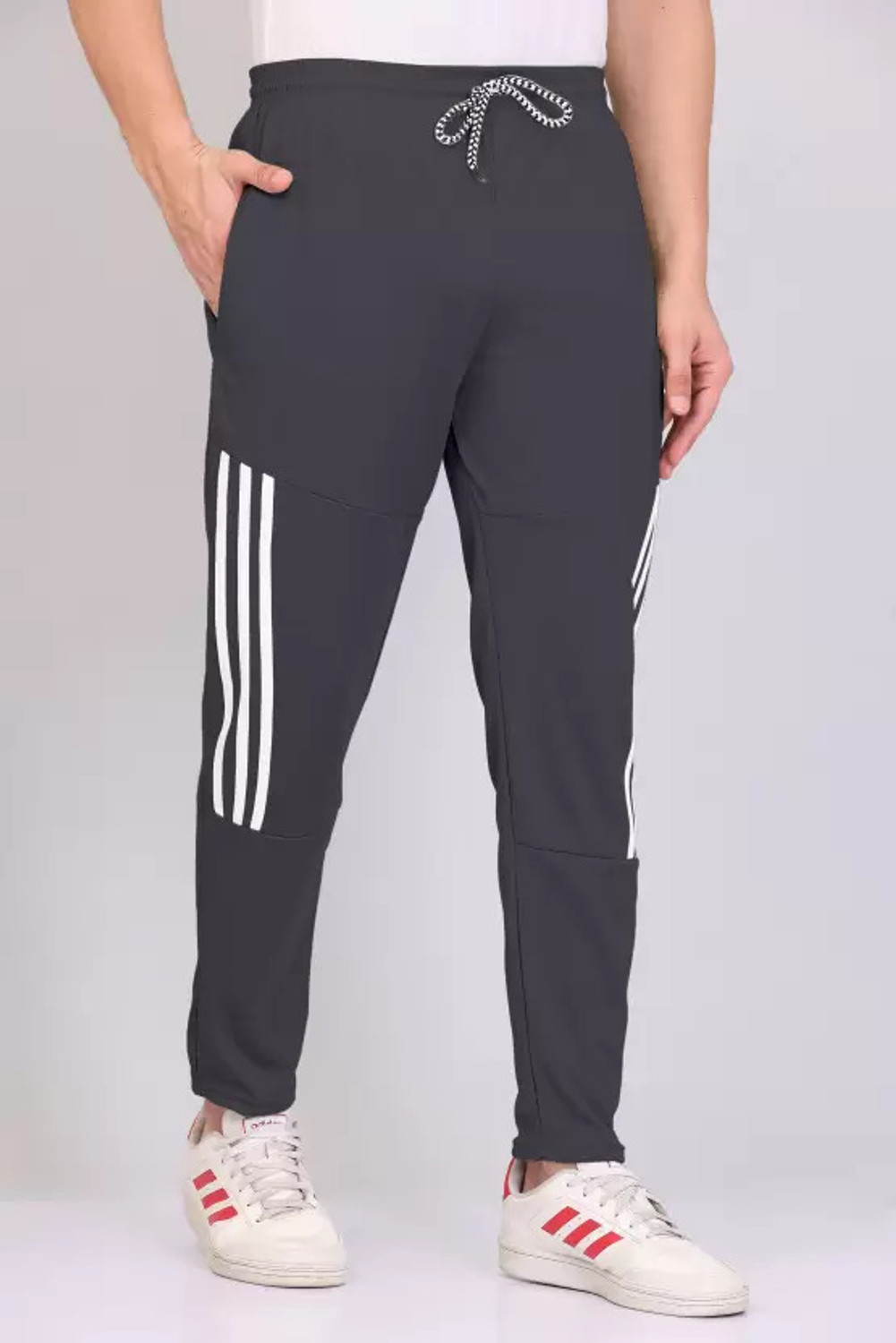 Image of GAJVU Striped Men Black, Blue, White Track Pants
