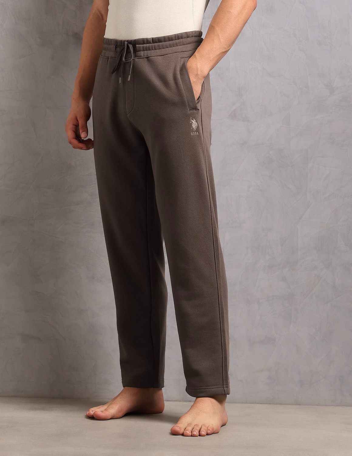 Image of U.S. POLO ASSN. Solid Men Brown Track Pants