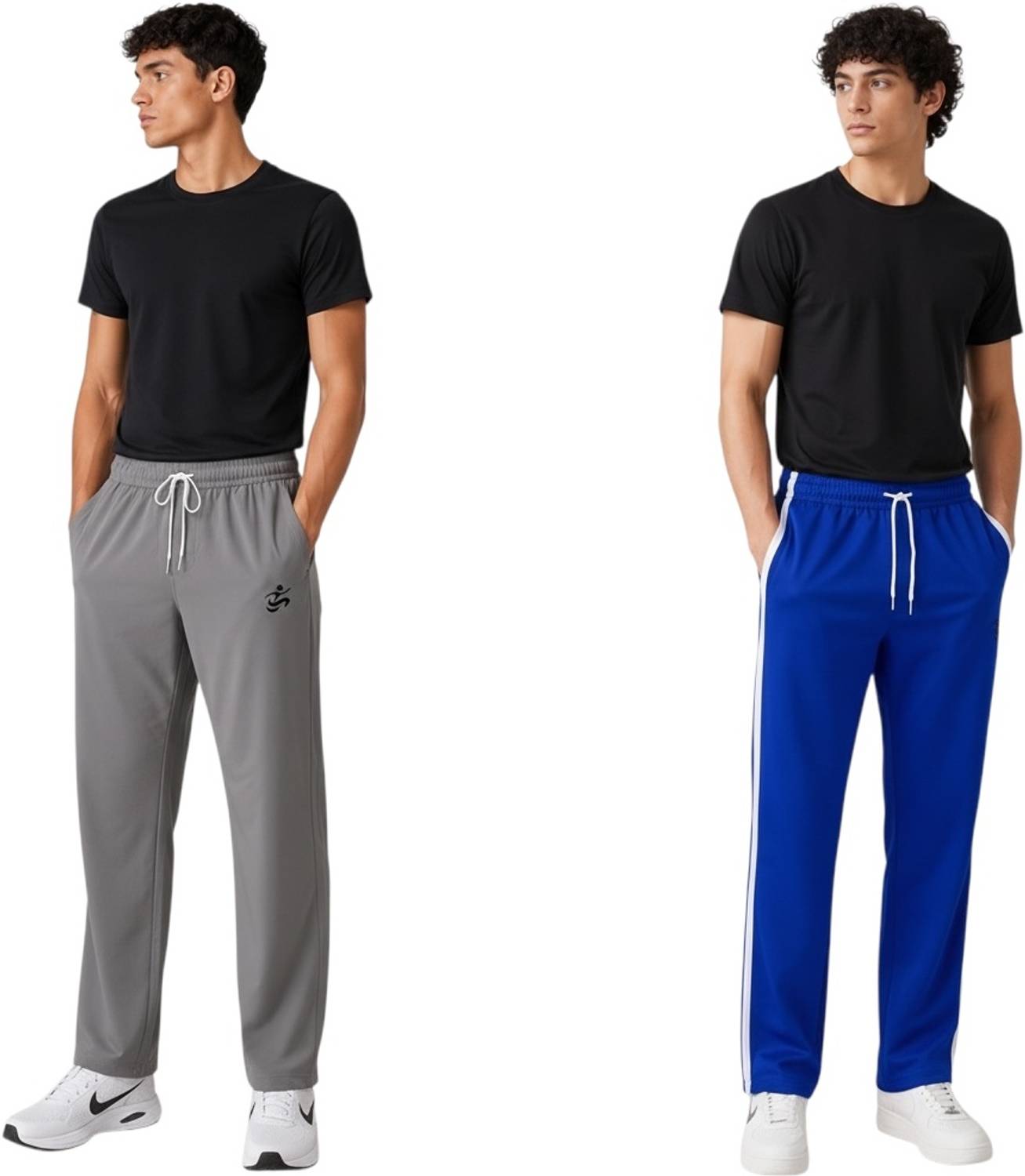 axionfit Solid Men Grey, Blue Track Pants