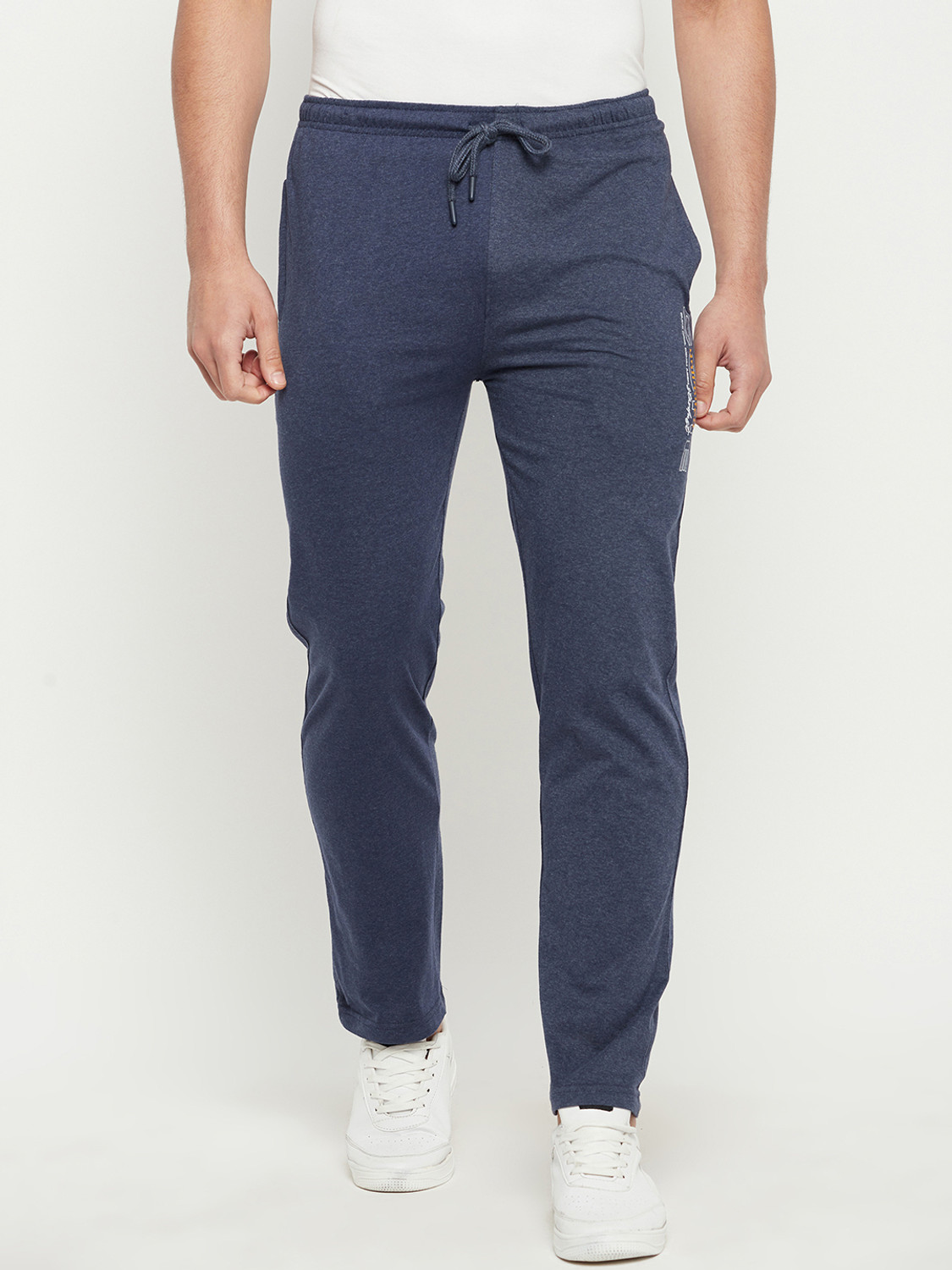 Image of DUKE Solid Men Blue Track Pants