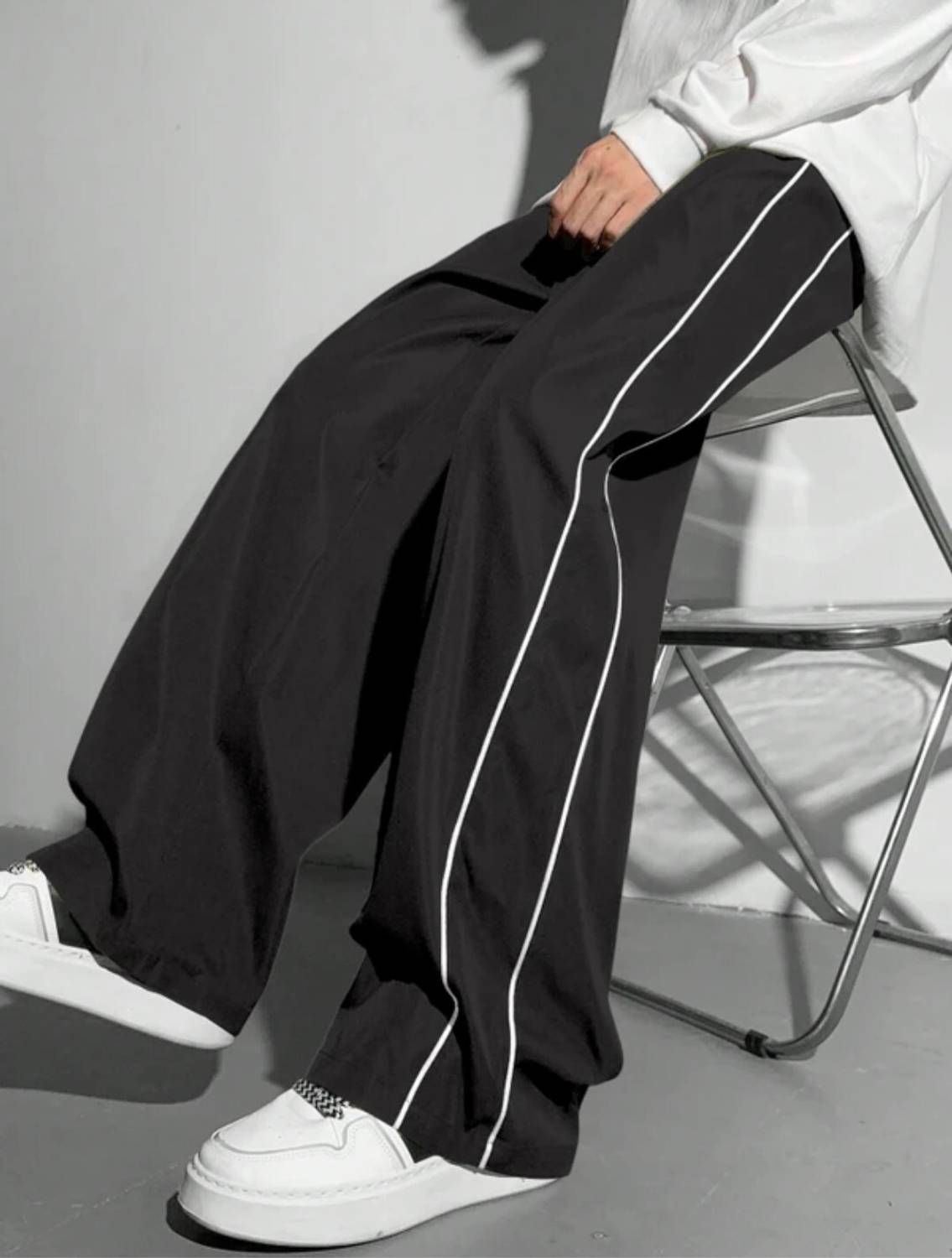 Amakriti Essence Loose Fit Black Trousers - Image 1