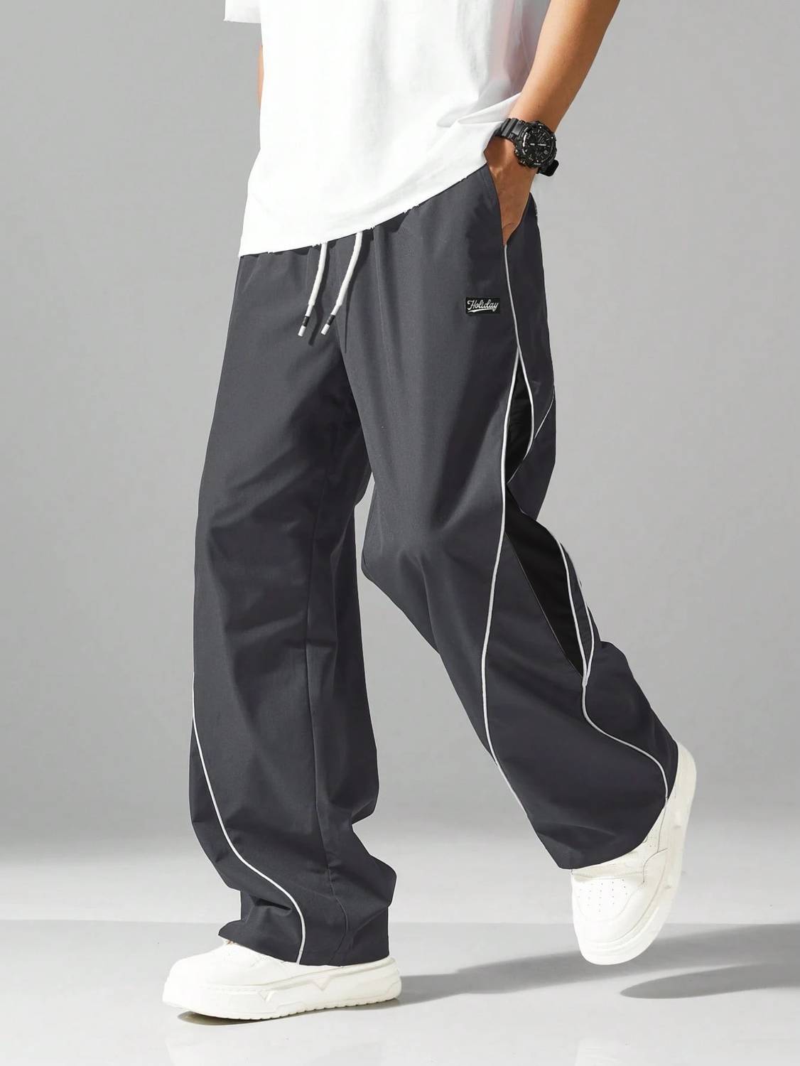 POSHAX Solid Men Grey Track Pants - Image 3