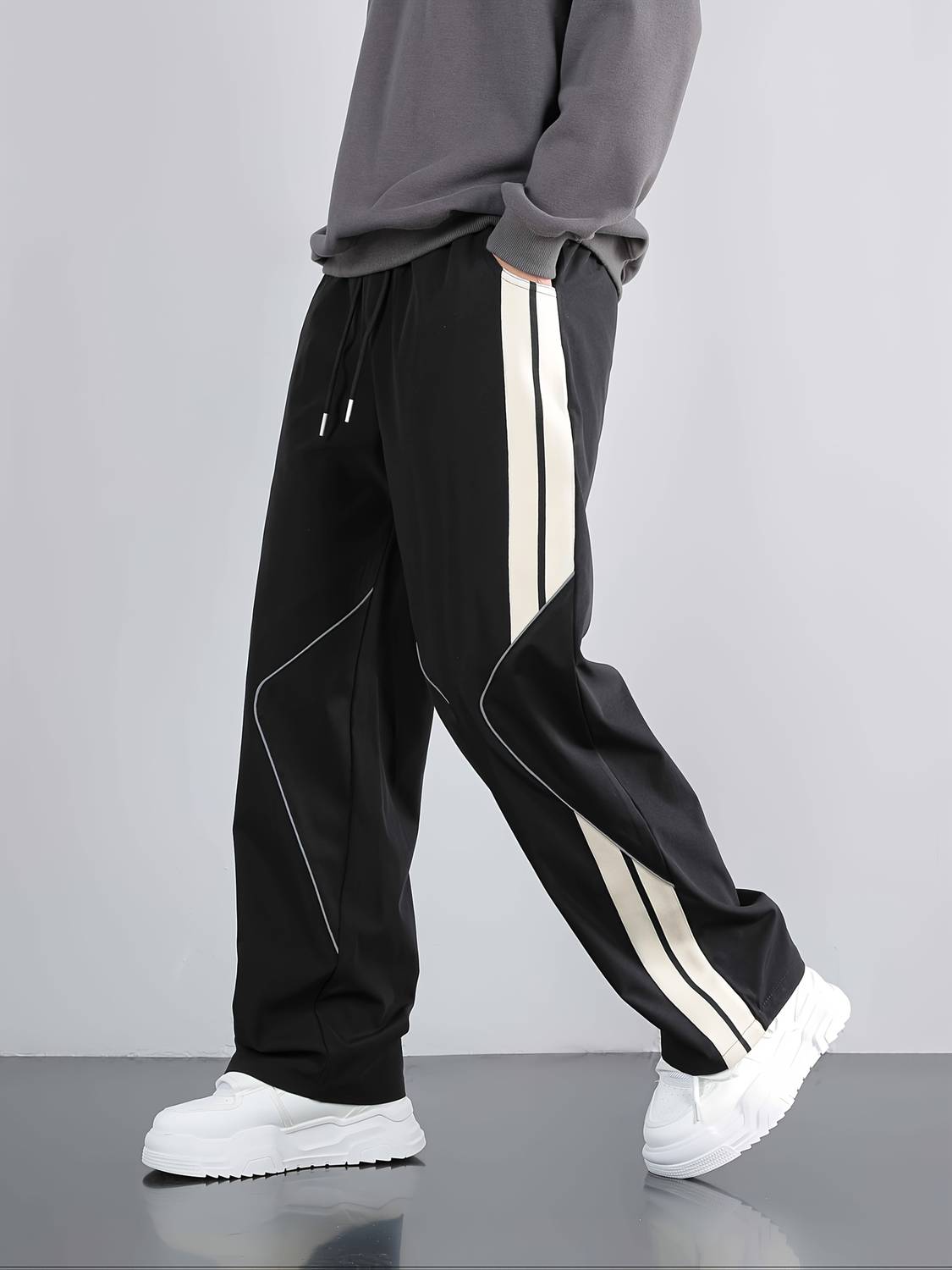 AZLANE Striped Men Black Track Pants - Image 4