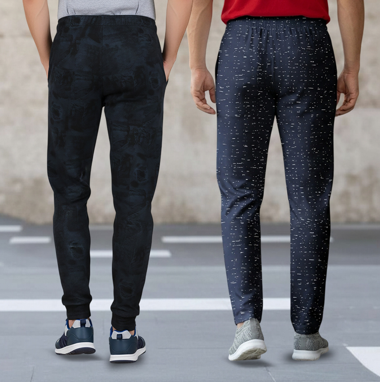 Image of Guide Printed Men Light Blue, Black Track Pants