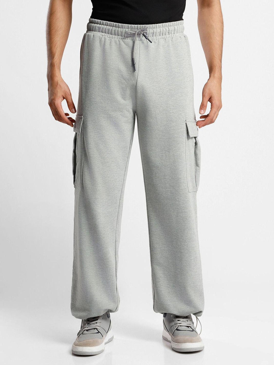 Image of NOBERO Self Design Men Grey Track Pants