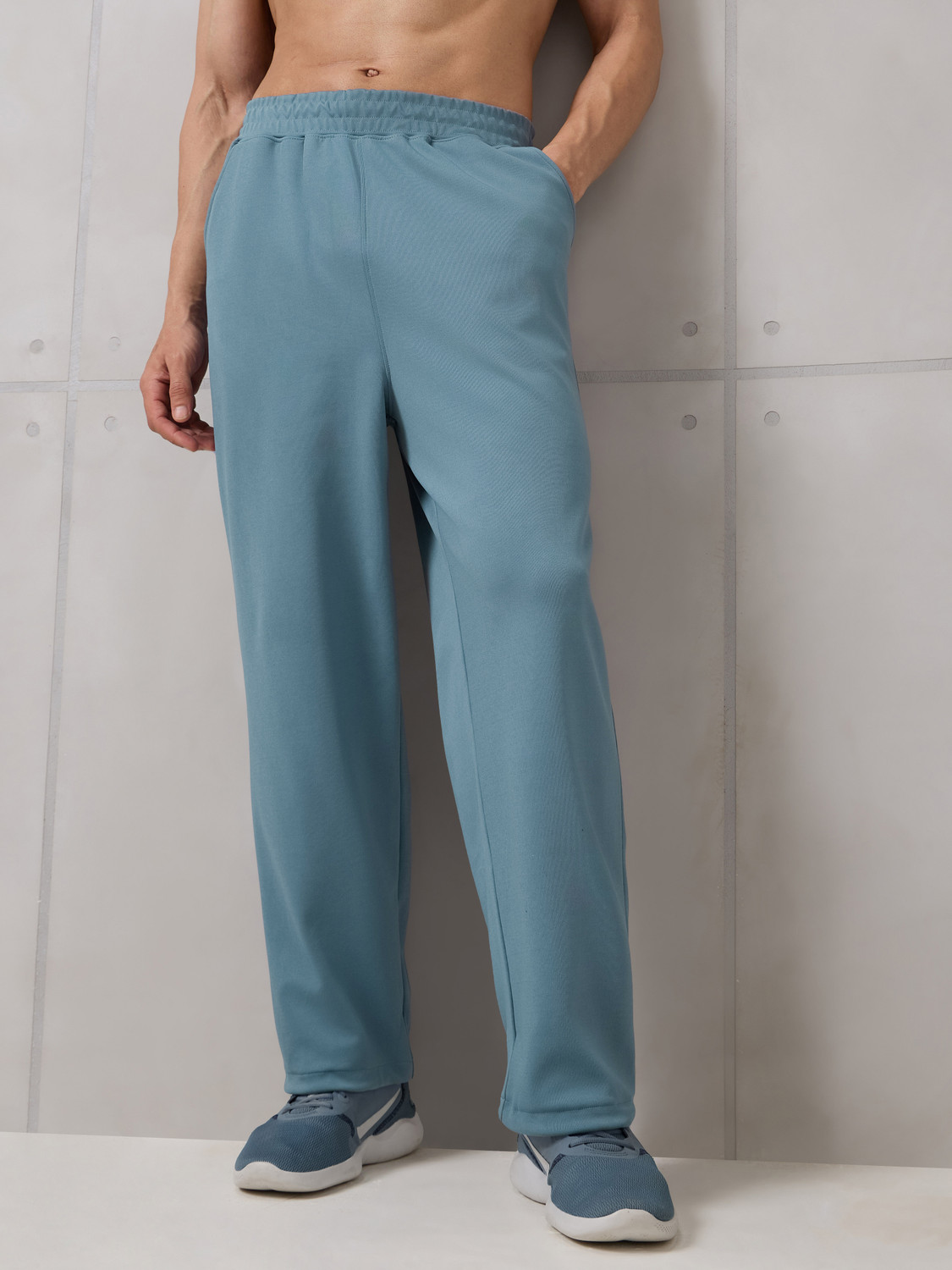 TECHNOSPORT Solid Men Light Blue Track Pants