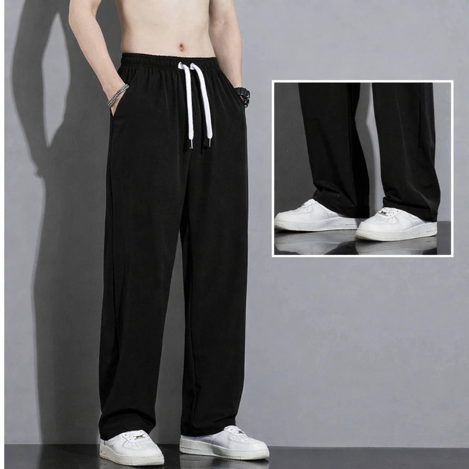69 WILDHORN STREET Solid Men Black Track Pants