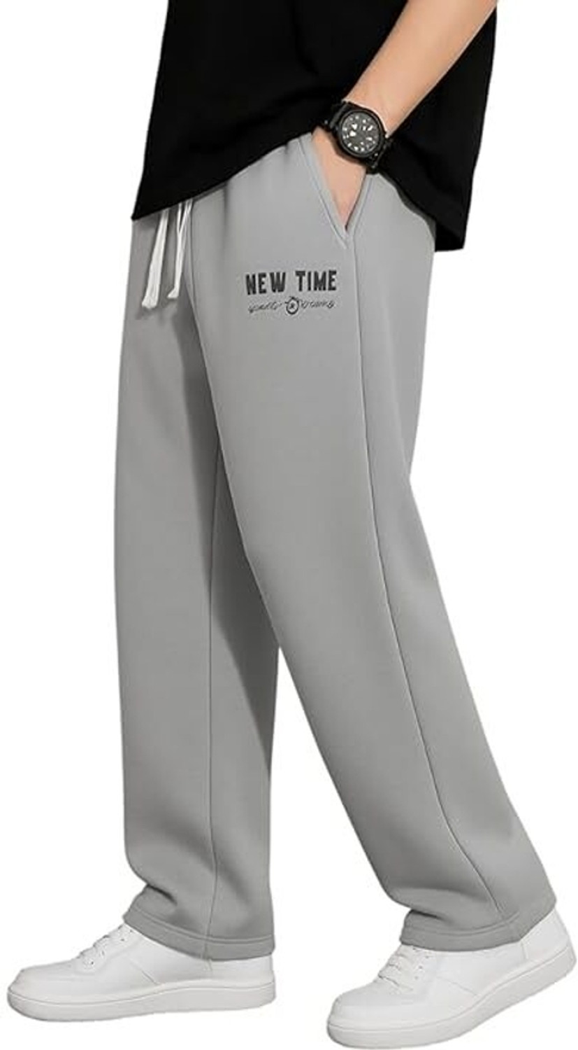 Image of JexPuti Graphic Print Men Grey Track Pants