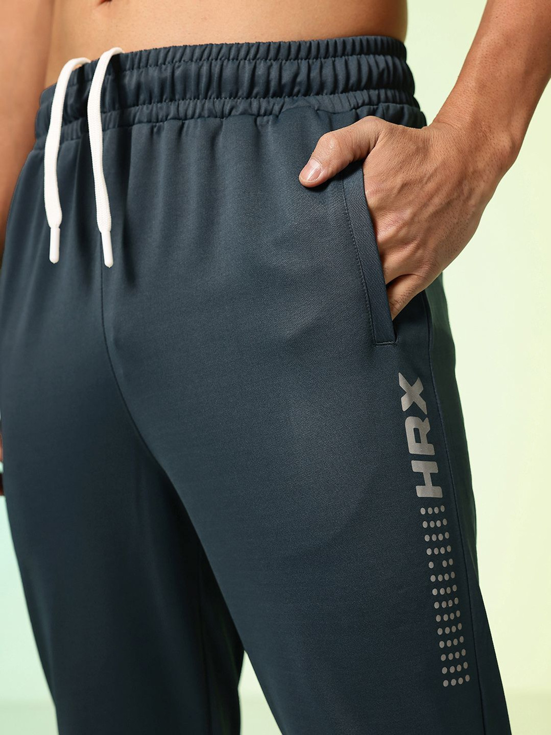 Image of HRX by Hrithik Roshan Printed Men Dark Blue Track Pants