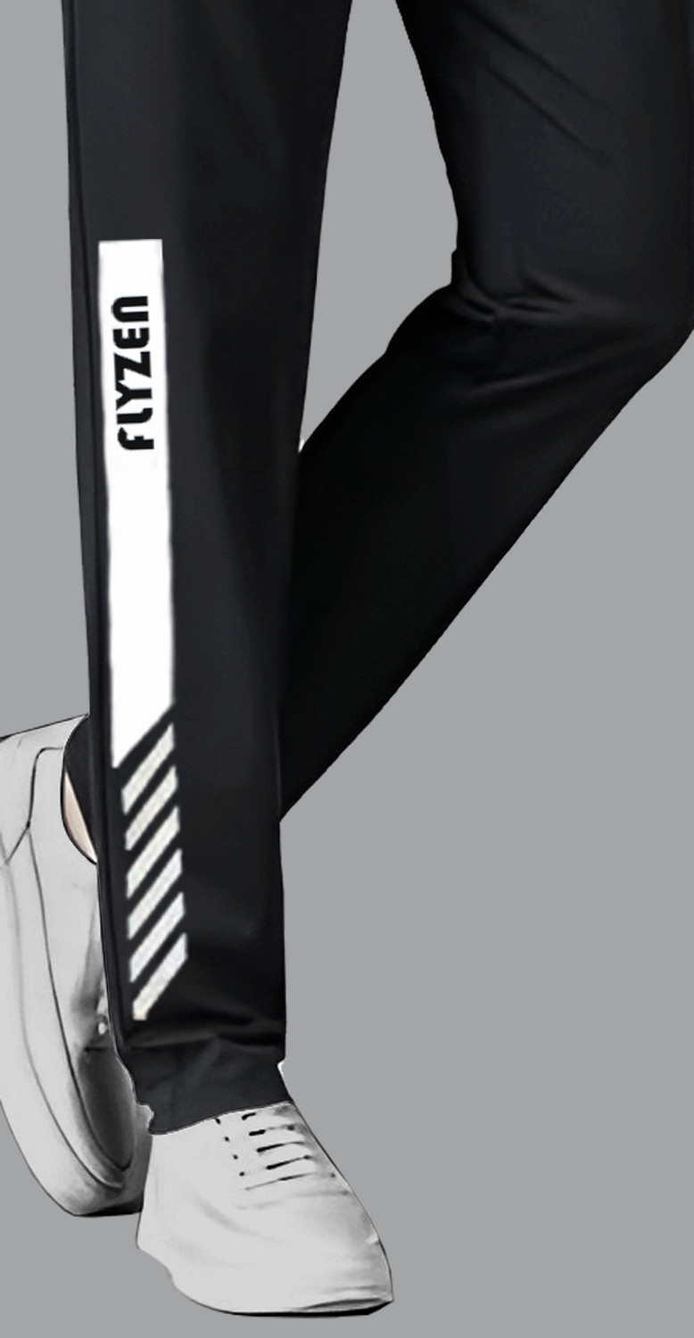 Image of FLYZEN Printed Men Black, Dark Blue Track Pants